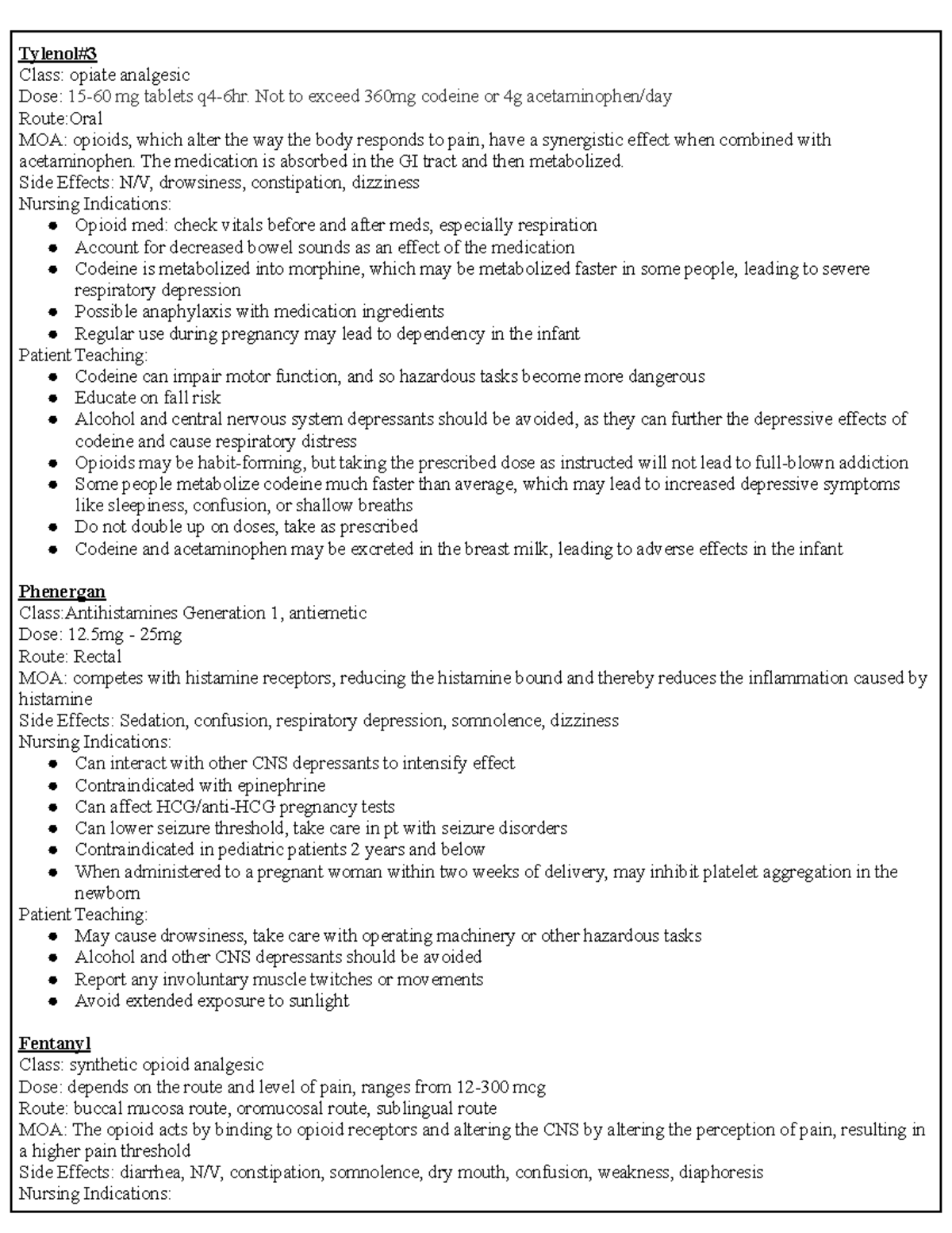 Common OB Newborn Medications - Tylenol# Class: opiate analgesic Dose ...