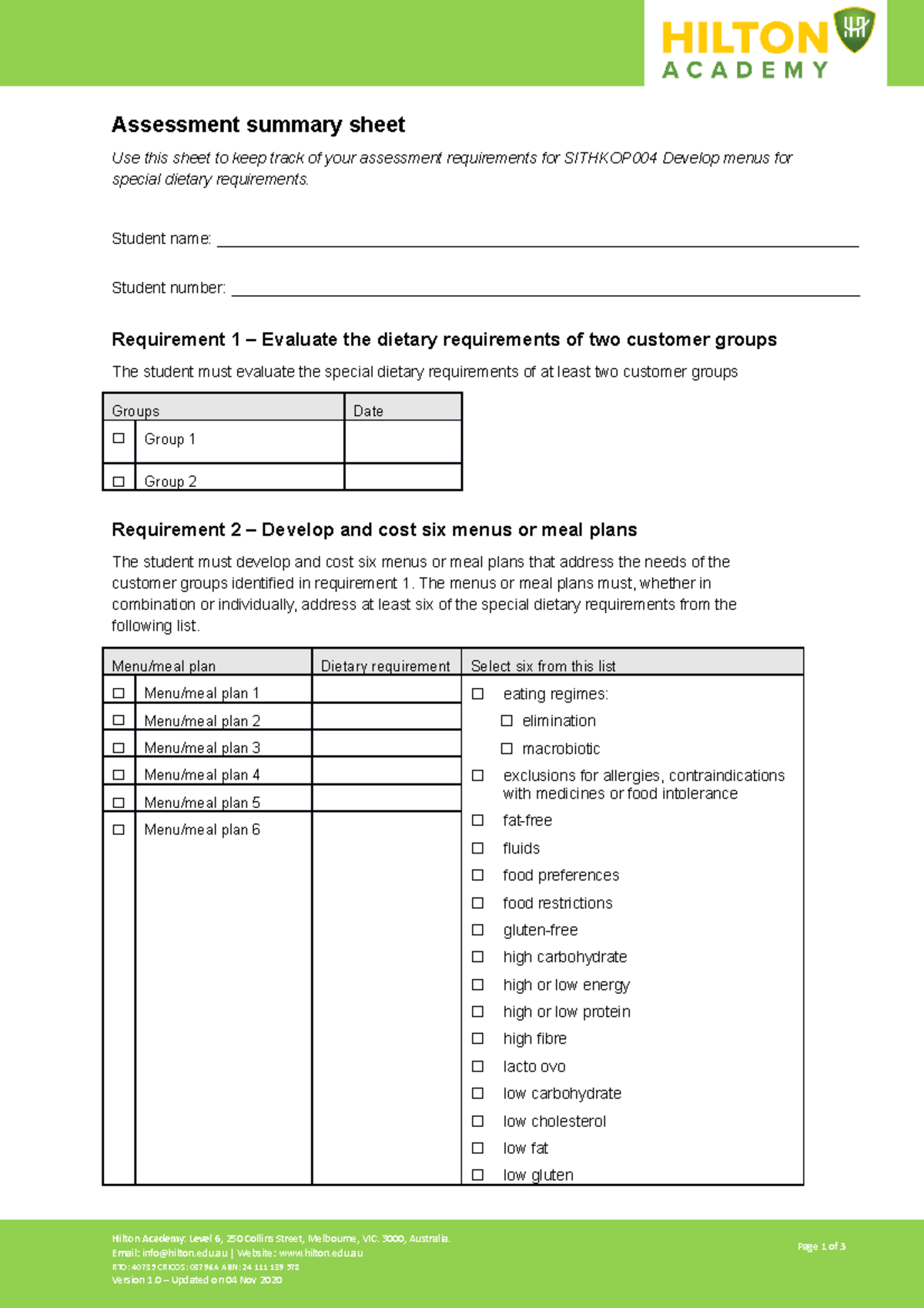 Assessment Summary Sheet [Ver. 1] - Assessment summary sheet Use this ...