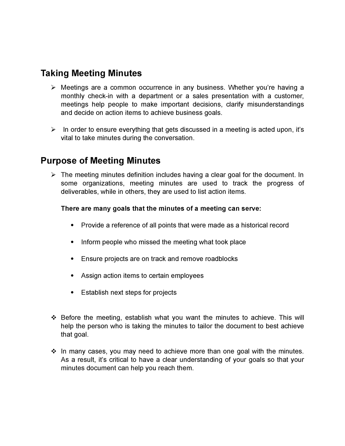 Purpose Of Taking Meeting Minutes Elements To Include In A Meeting 