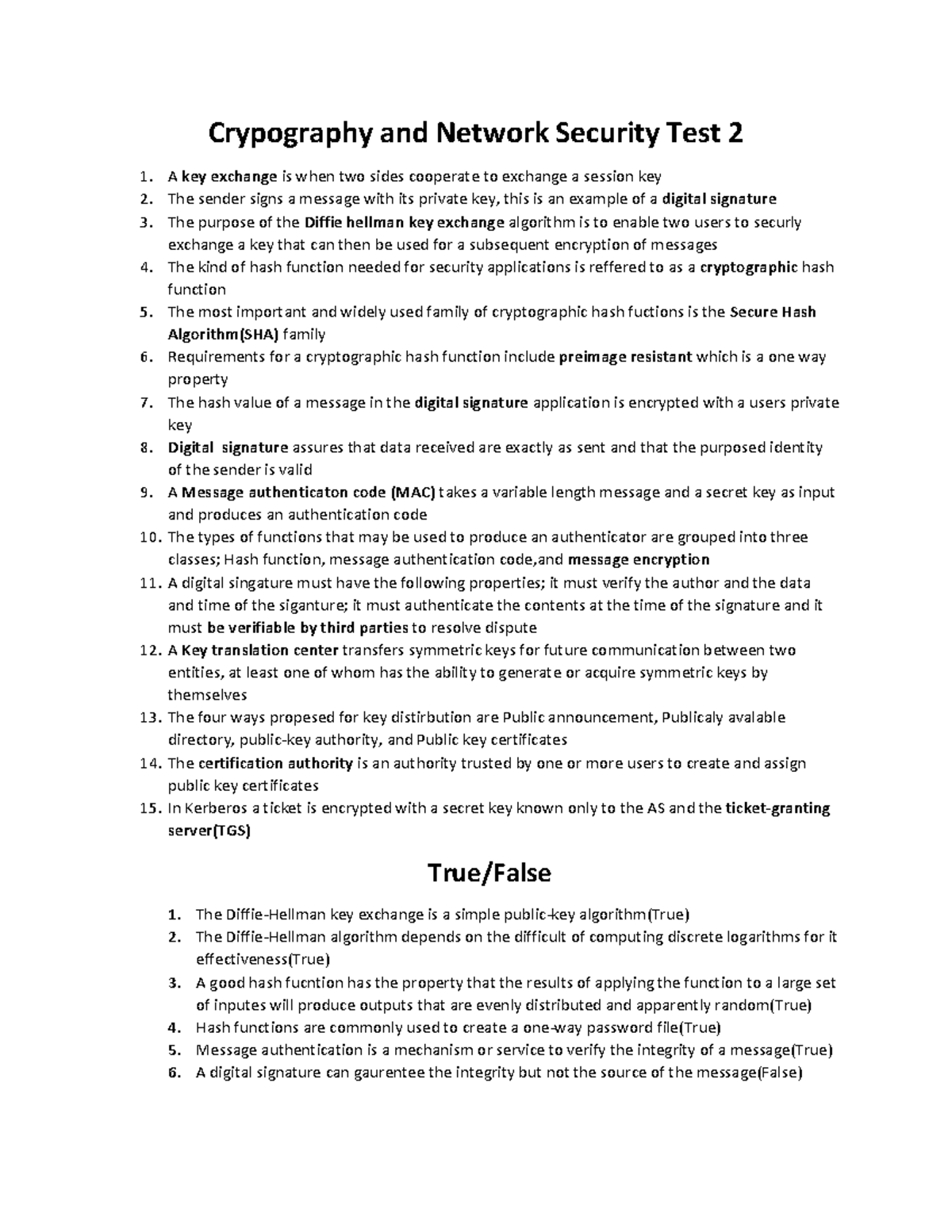 Cryptography and network security Test 2 - Studocu