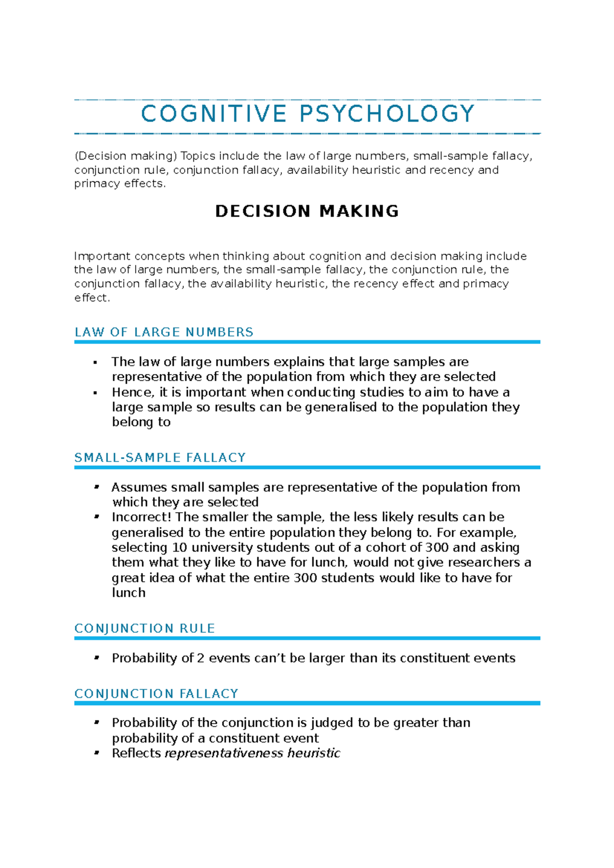 Cognitive Psychology 18 - C O G N I T I V E P S YC H O LO GY (Decision ...