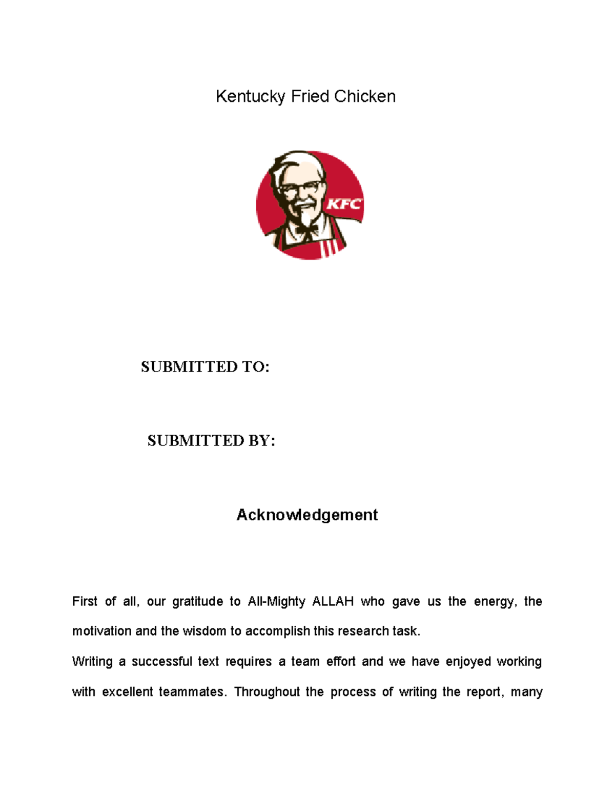 Kfc compress - aaaaaaaaaa aaaaaa - Kentucky Fried Chicken SUBMITTED TO ...