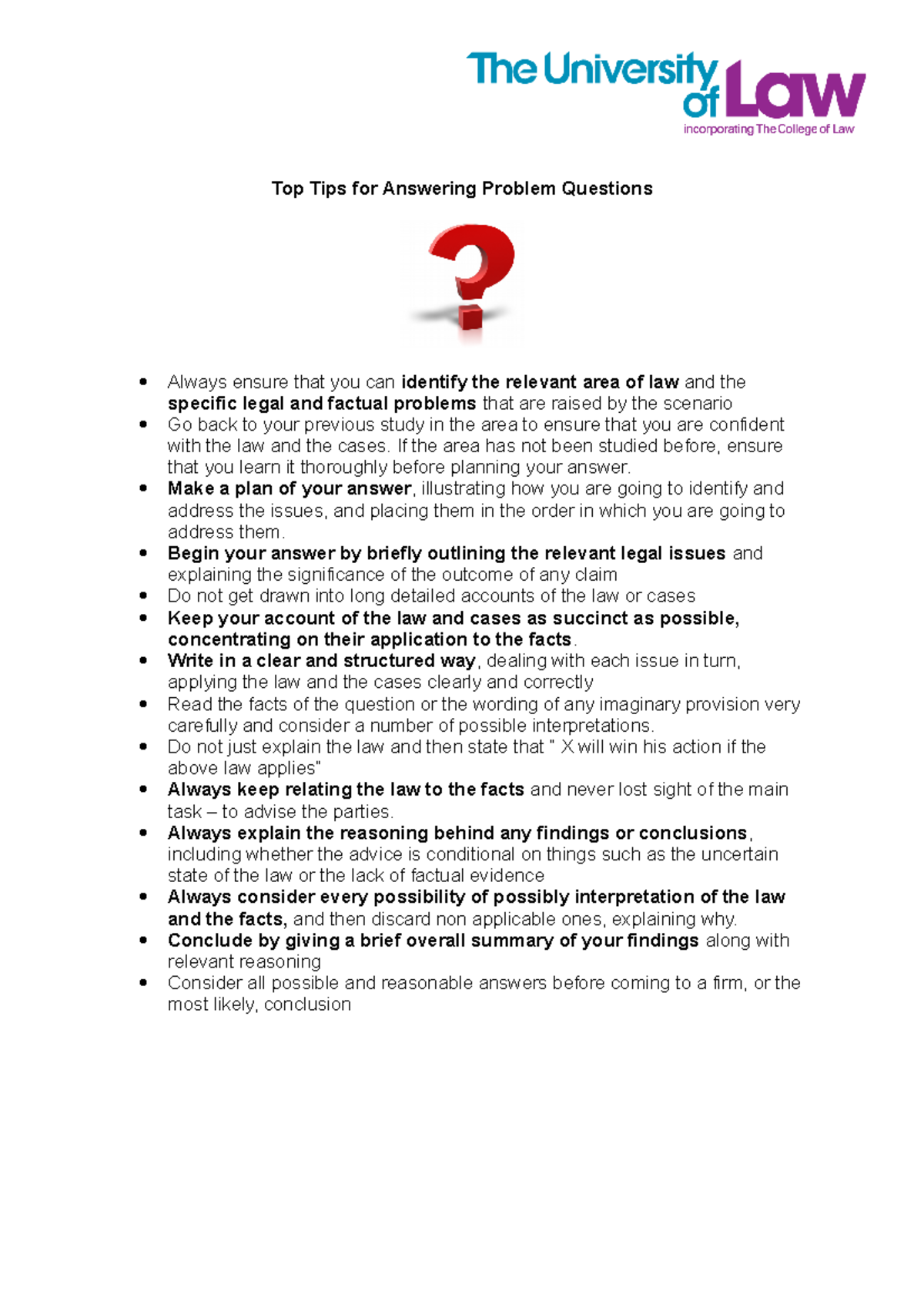 Top Tips For Answering Problem Questions If The Area Has Not Been