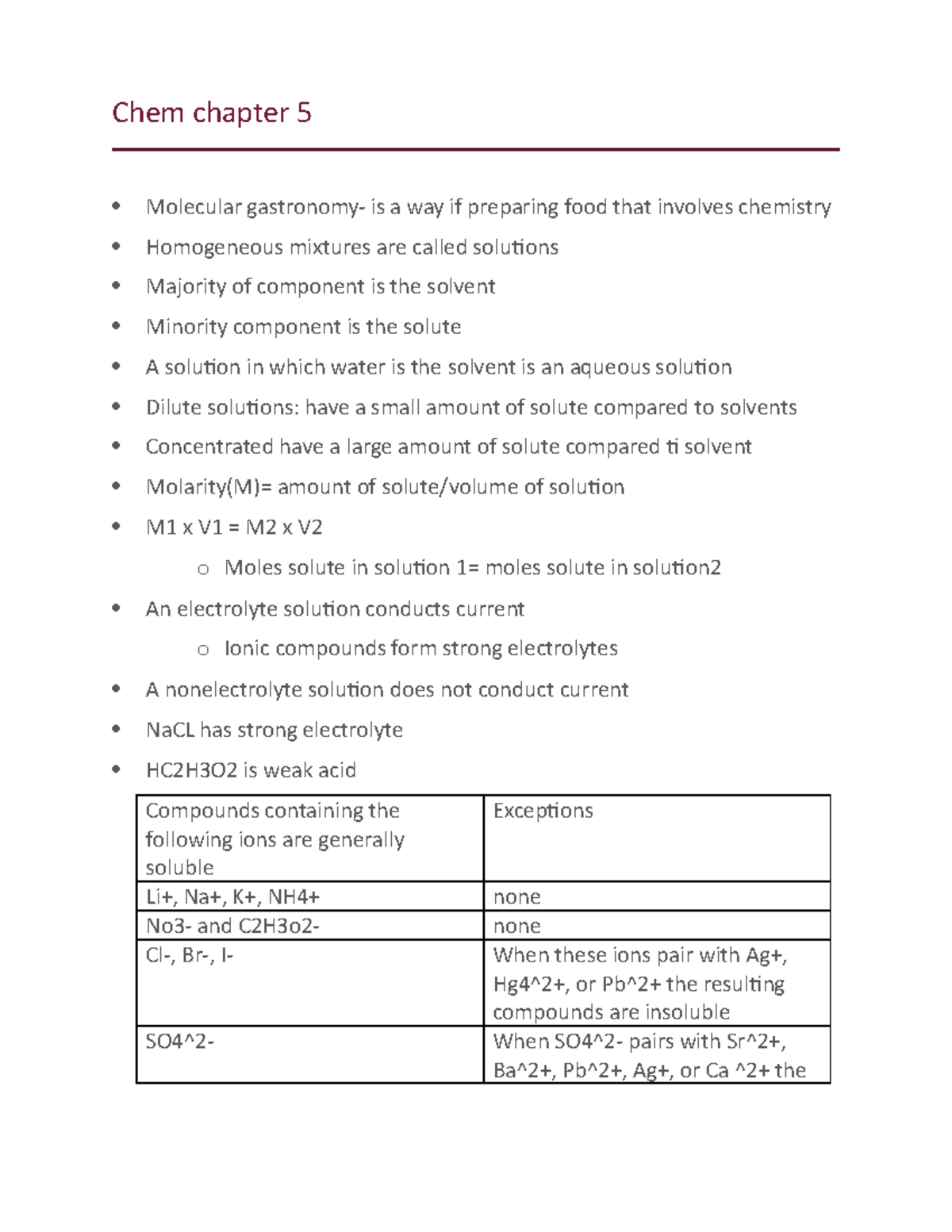 Chem chapter 5 - in class notes - Chem chapter 5 Molecular gastronomy ...