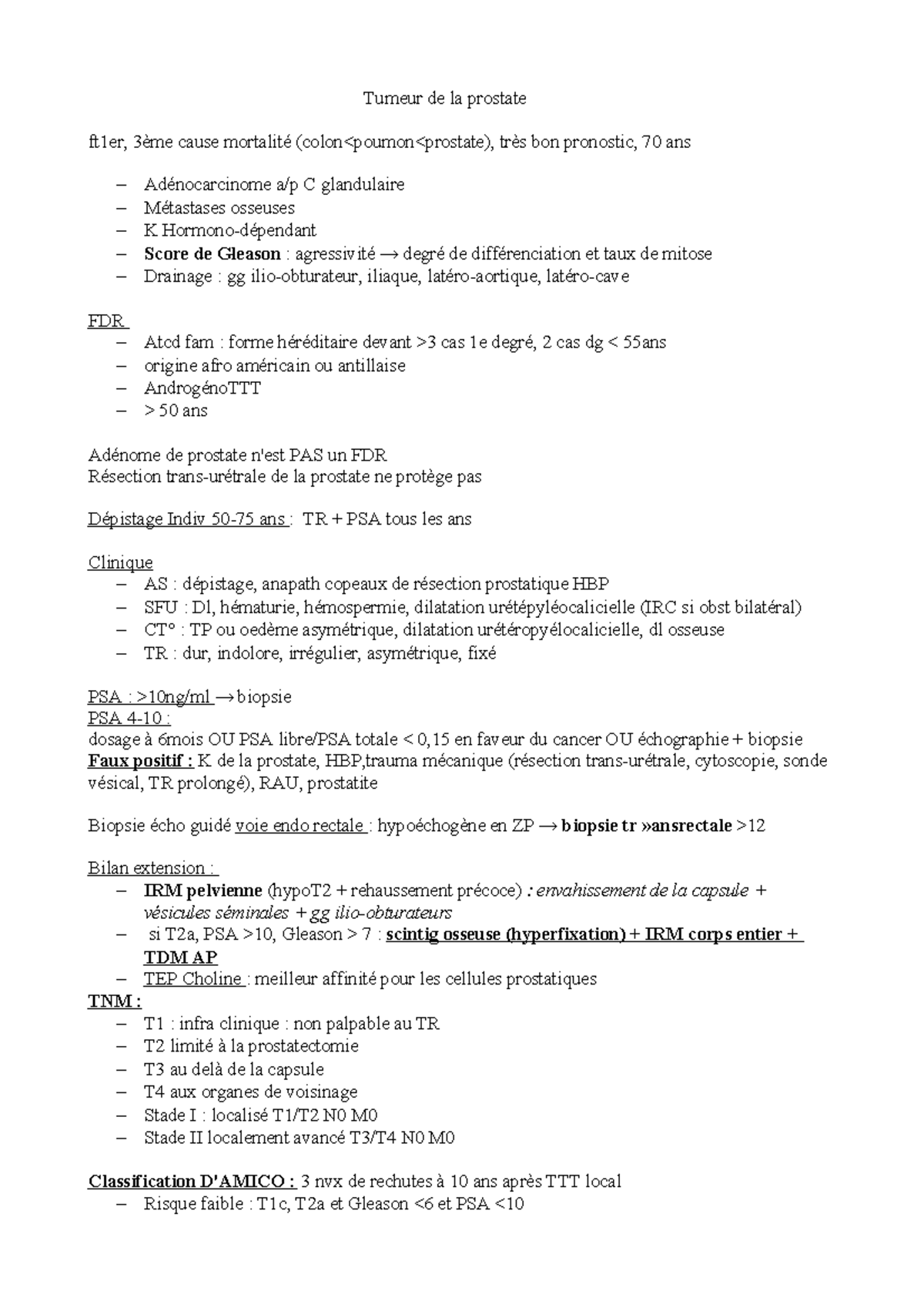 prostatite et taux psa