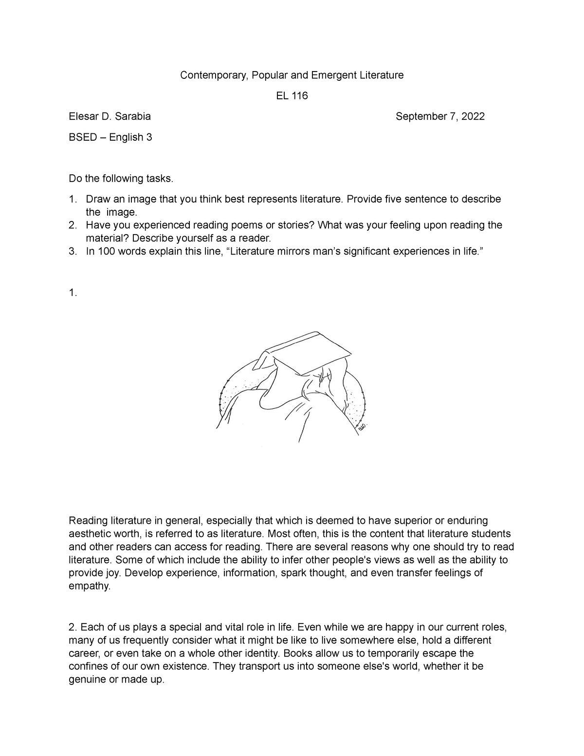 EL 116 - Do The Following Task - Contemporary, Popular And Emergent ...