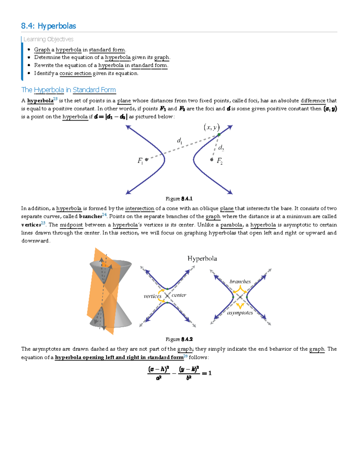 8.4 Hyperbolas - Mathematics Libre Texts - 8: Hyperbolas ####### Graph ...