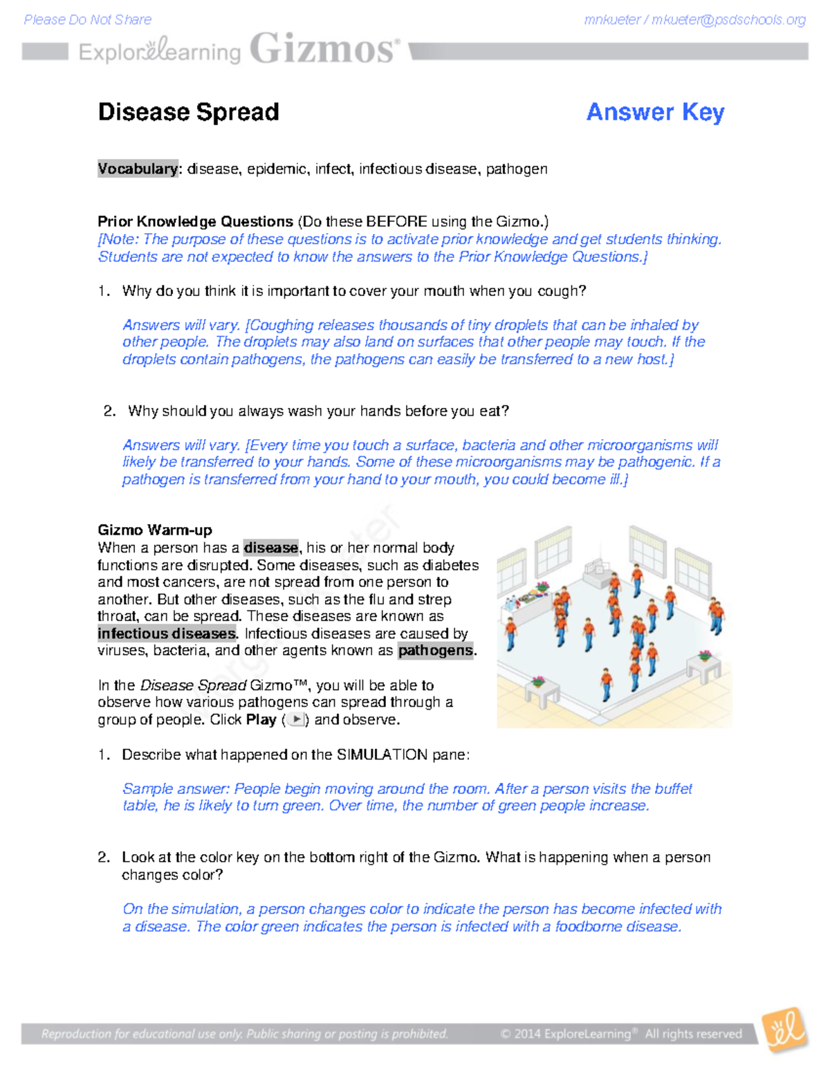 Disease Spread Answer Key Vocabulary disease