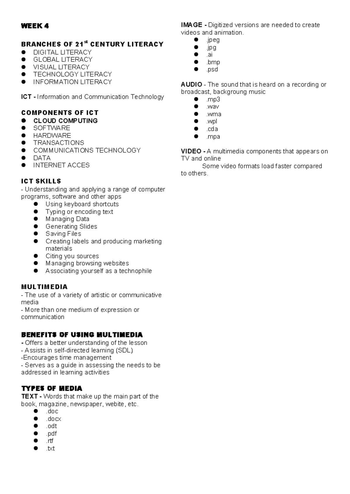 WEEK 4 - WEEK 4 - WEEK 4 BRANCHES OF 21st CENTURY LITERACY DIGITAL ...