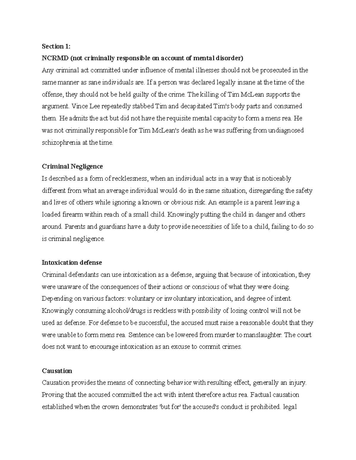 Final assesment - Section 1: NCRMD (not criminally responsible on ...