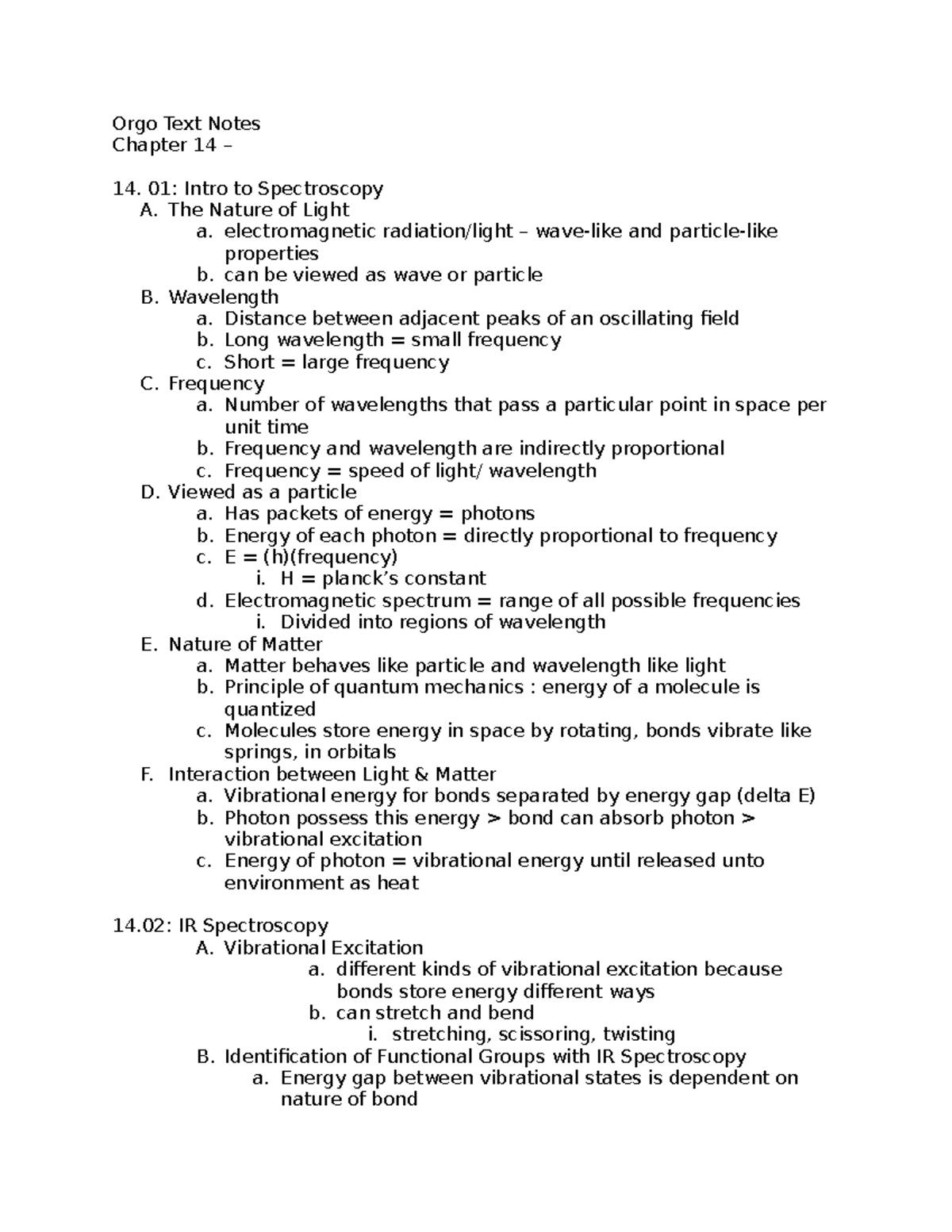 Orgo Chap 14 Notes - Orgo Text Notes Chapter 14 14. 01: Intro to ...