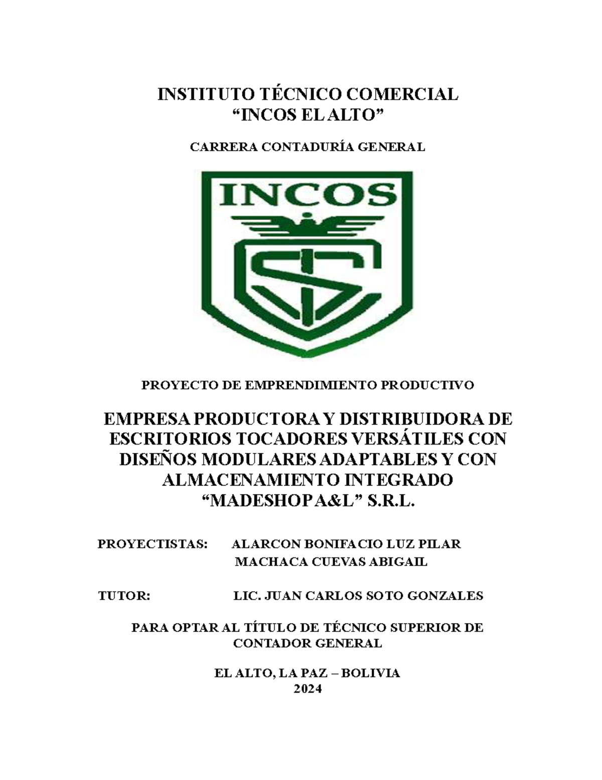 CG-022 - preoyecto de grado - INSTITUTO TÉCNICO COMERCIAL “INCOS EL ...