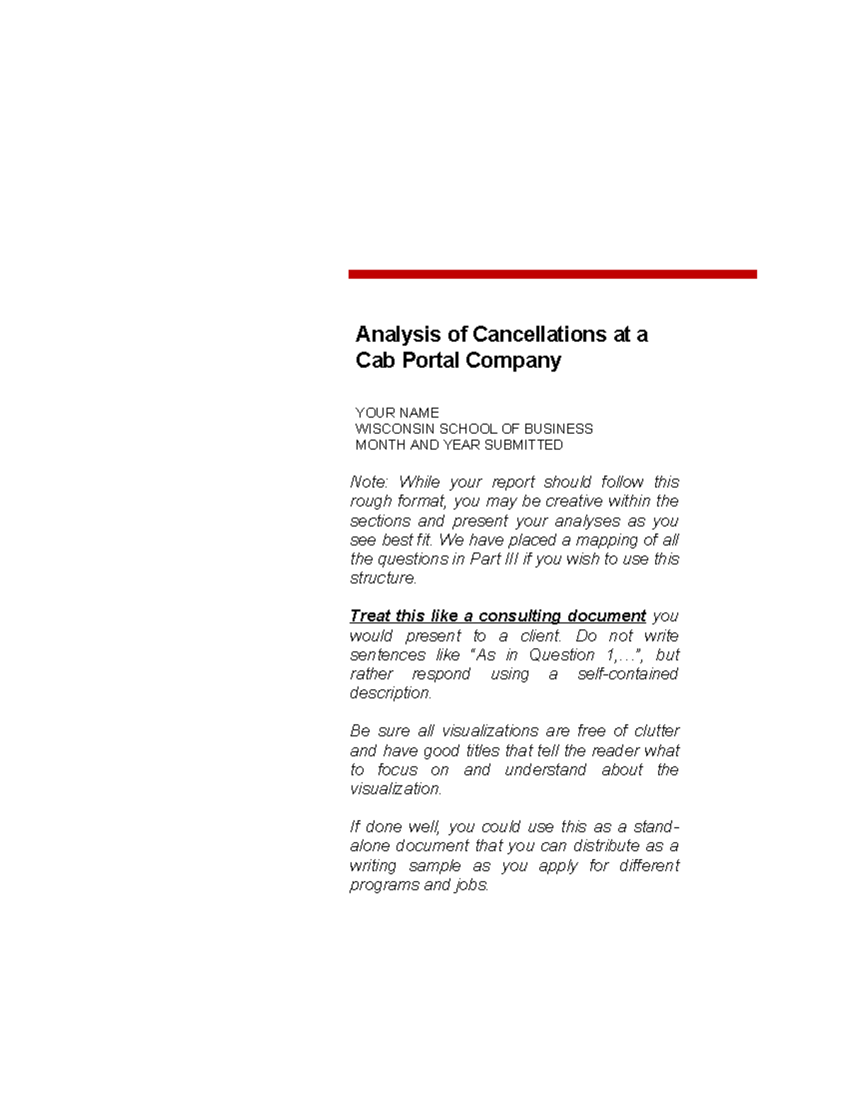 Indo Cabs Report Template - Analysis of Cancellations at a Cab Portal ...