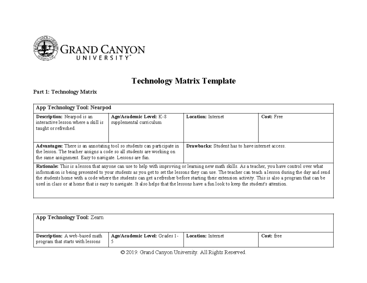 SPD-470-D-T5-Technology Matrix Template - Technology Matrix Template ...