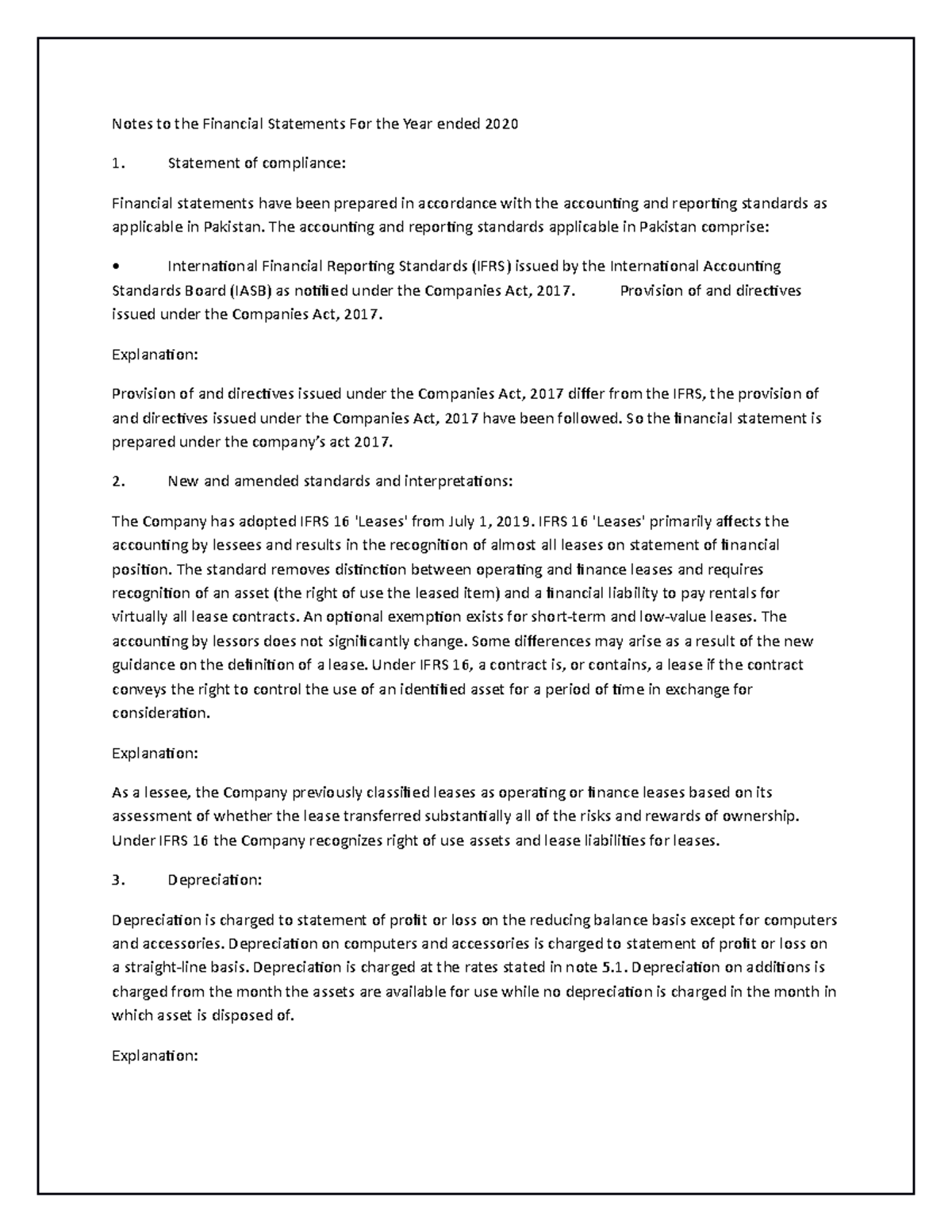 Detailed explanation about financial report in a firm. - Notes to the ...