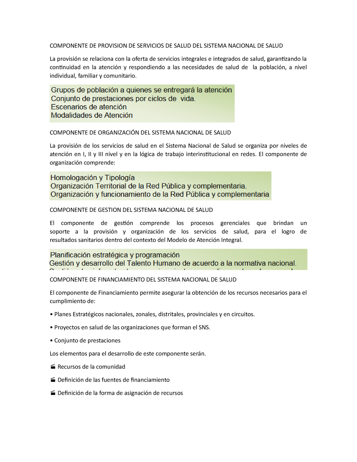 Componente De Provision De Servicios De Salud Del Sistema Nacional De Salud Componente De 4922