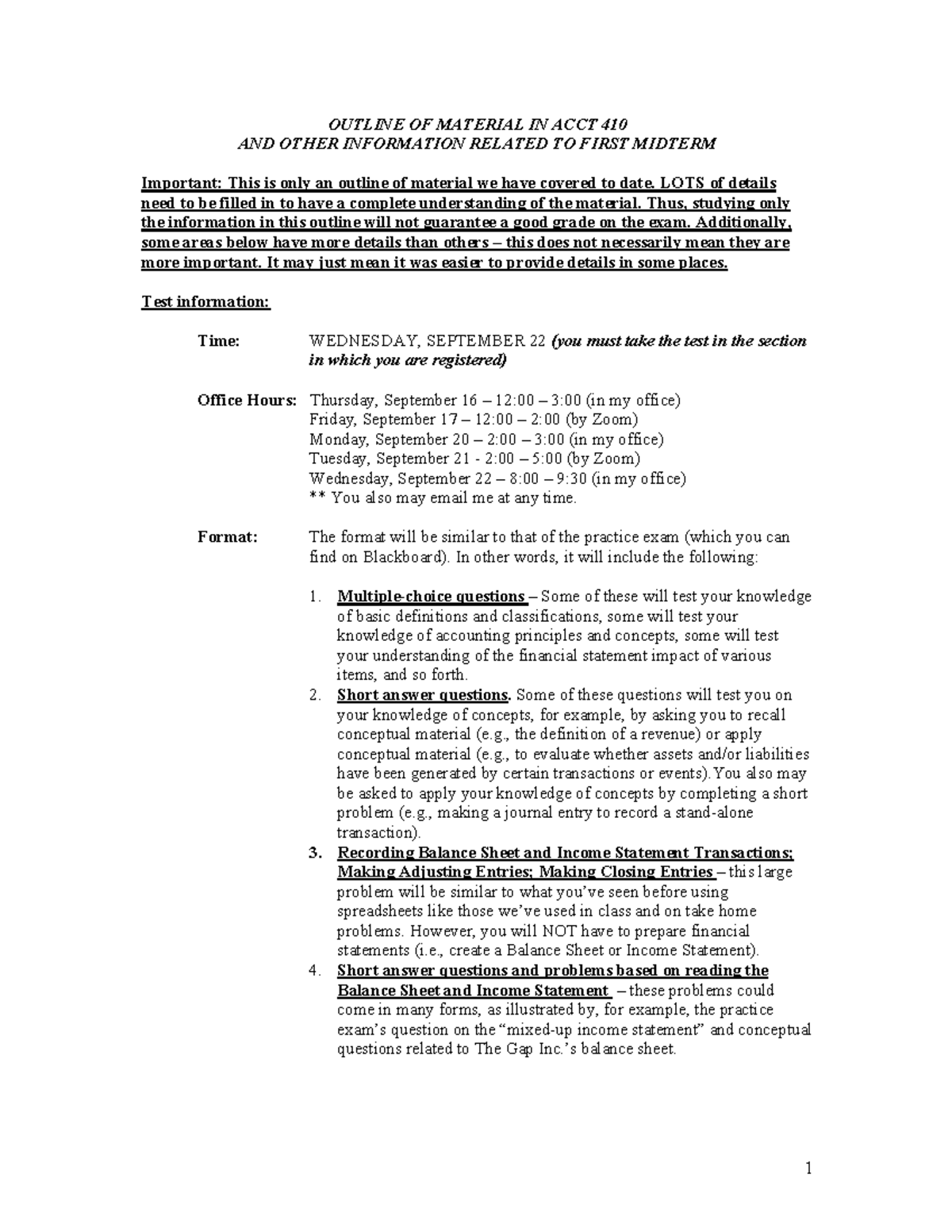 ACCT 410 - Review Sheet For First Midterm (2021) Final - ACCT 410x ...