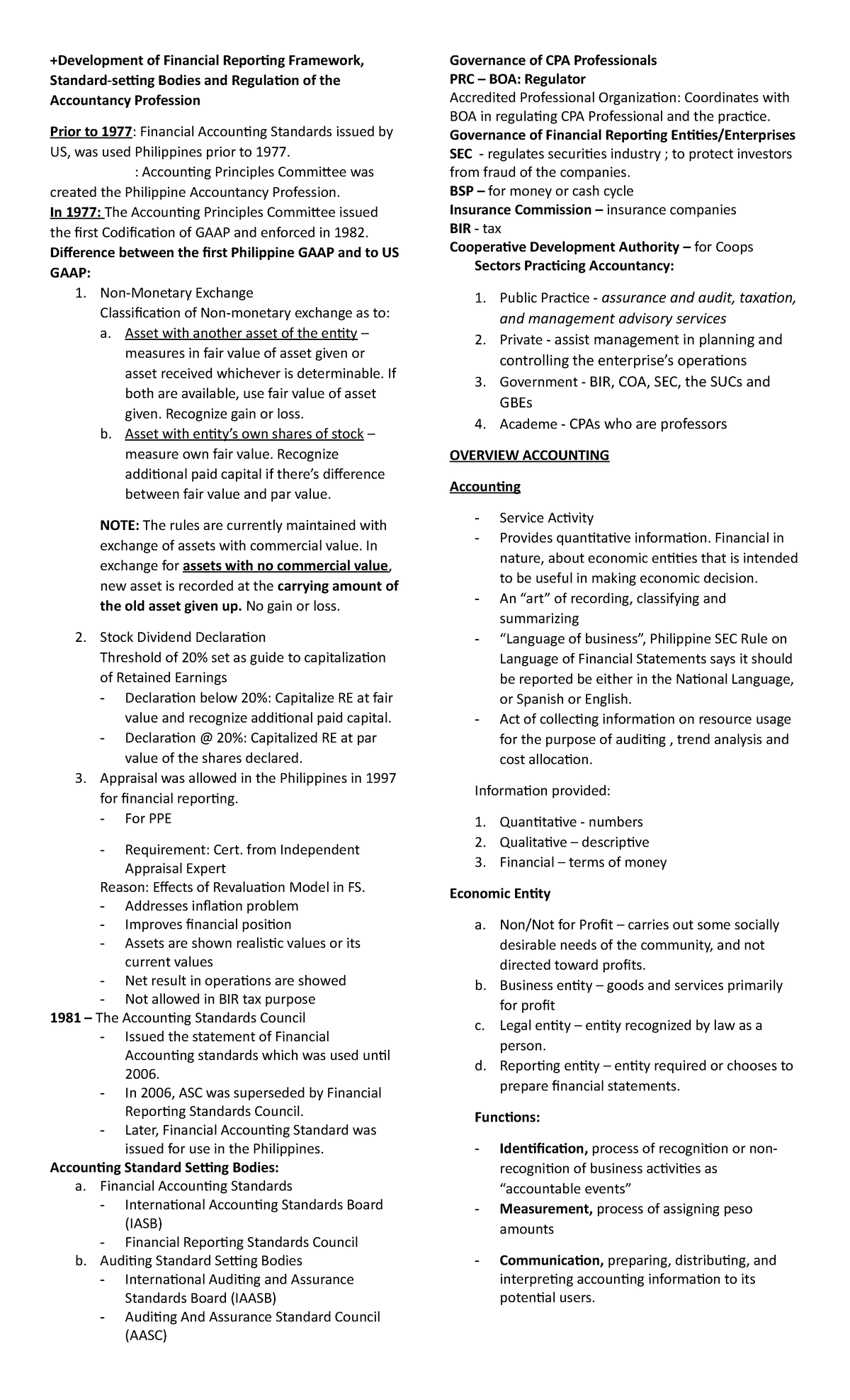 CFAS - Short notes abous CFAS - +Development of Financial Reporting ...