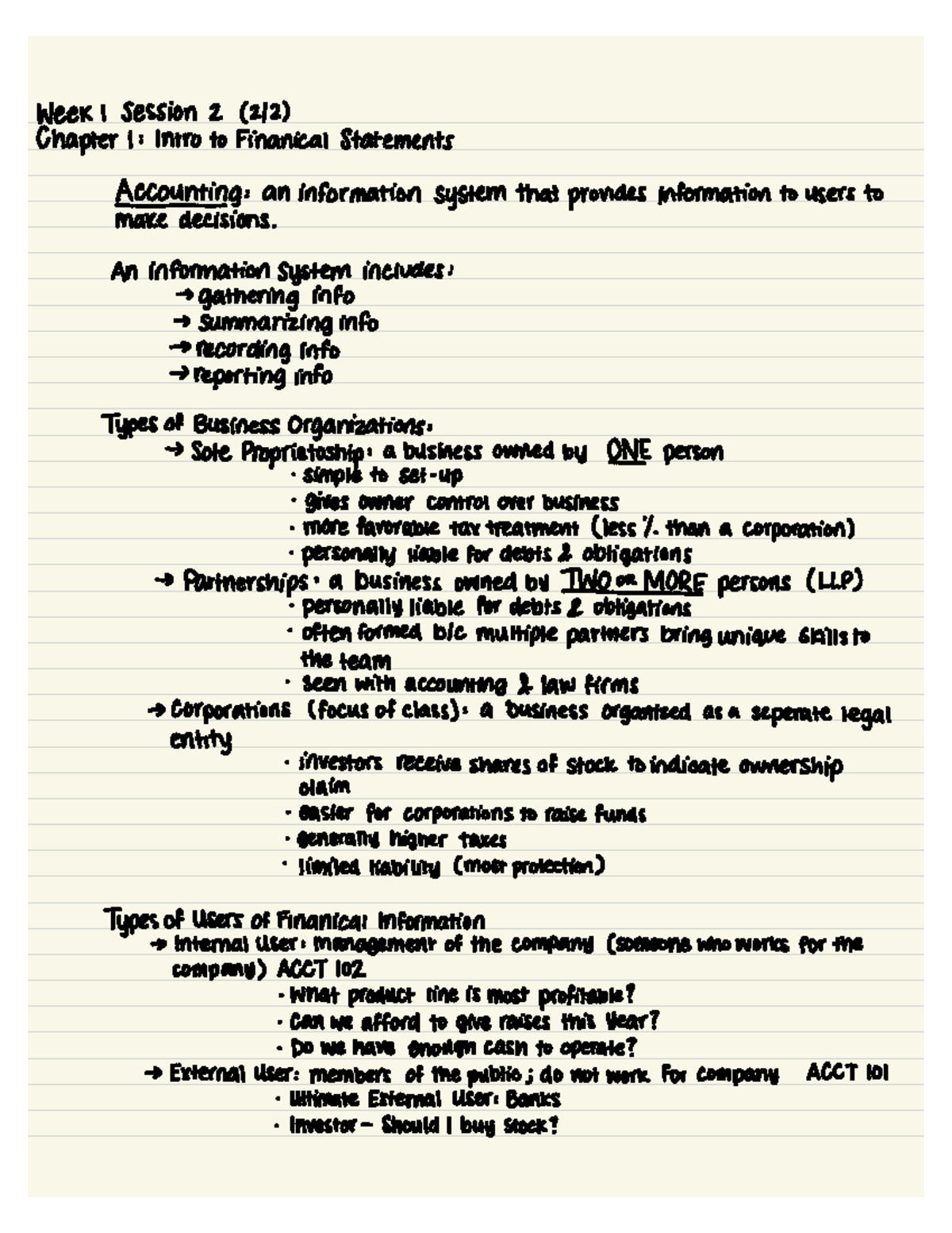 Chapter 1 Notes - ####### Week 1 Session 2 (2/2) Chapter 1 : Intro to ...
