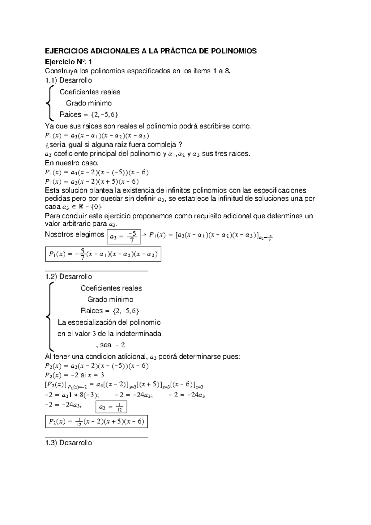 2-4 Polinomios Ejercicios Adicionales Resueltos - EJERCICIOS ...