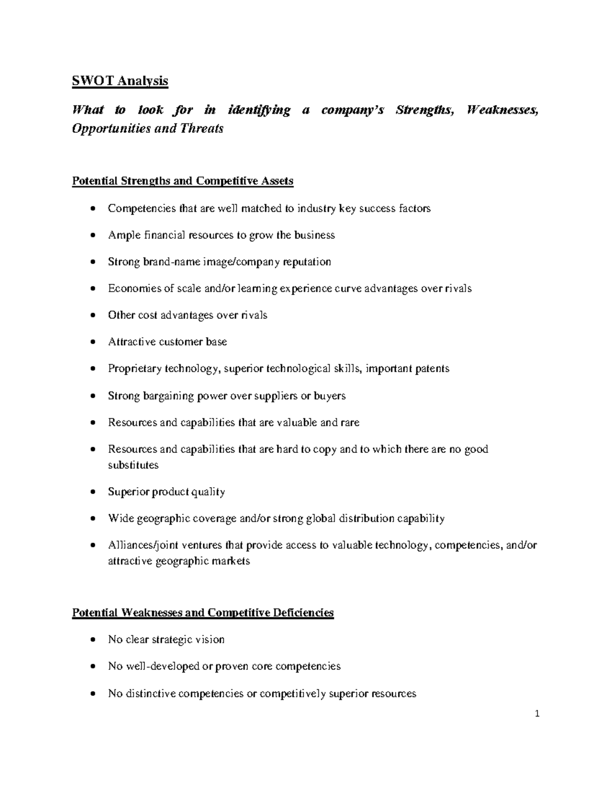 SWOT Analysis for developing organizations - 1 SWOT Analysis What to ...