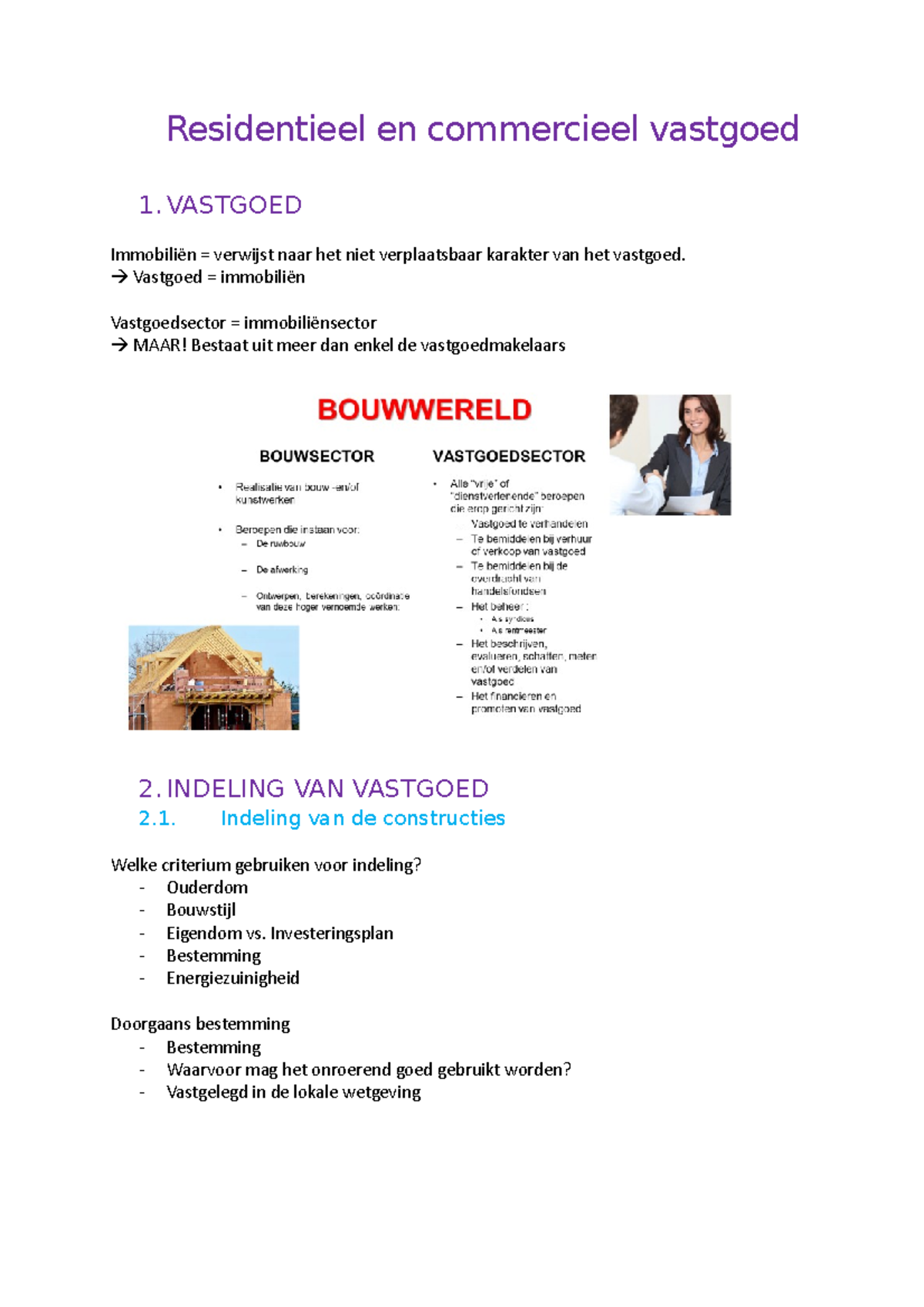 Samenvatting Res&comm - Residentieel En Commercieel Vastgoed 1 ...