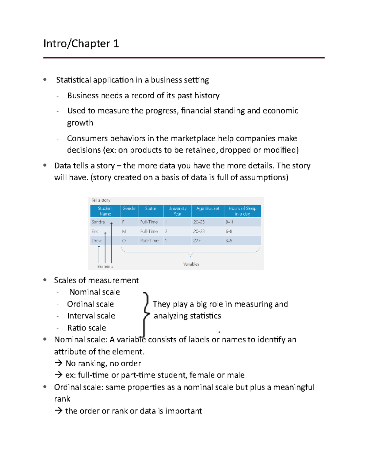 Business Statistics Chapter 1 - Intro/Chapter 1 Statistical Application ...