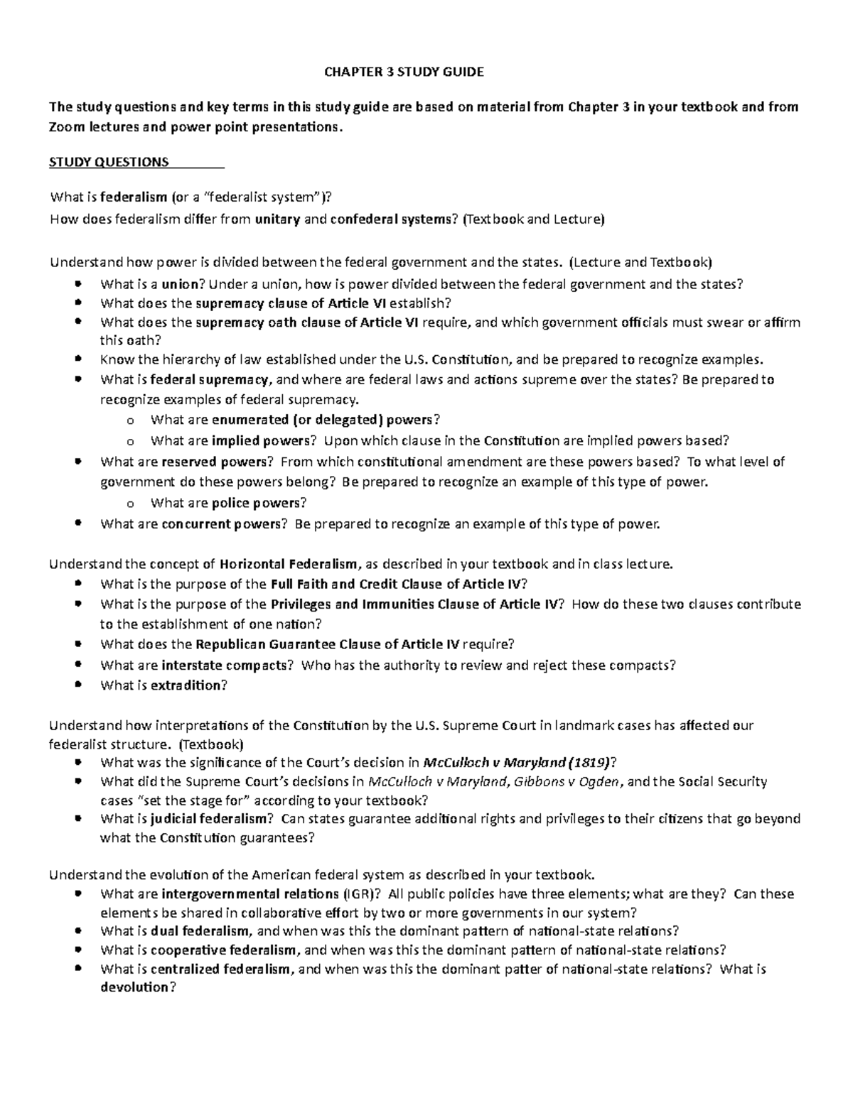 1041- Chapter 3-SG-FALL2020 - CHAPTER 3 STUDY GUIDE The study questions ...