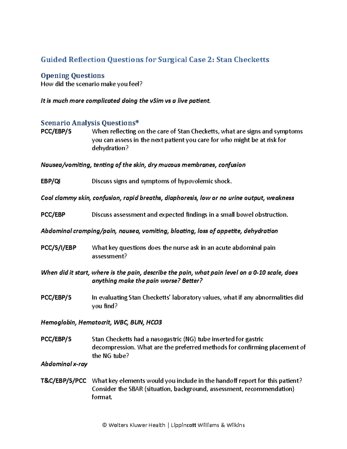 V Sim2 - Stan Checkett - Guided Reflection Questions for Surgical Case ...