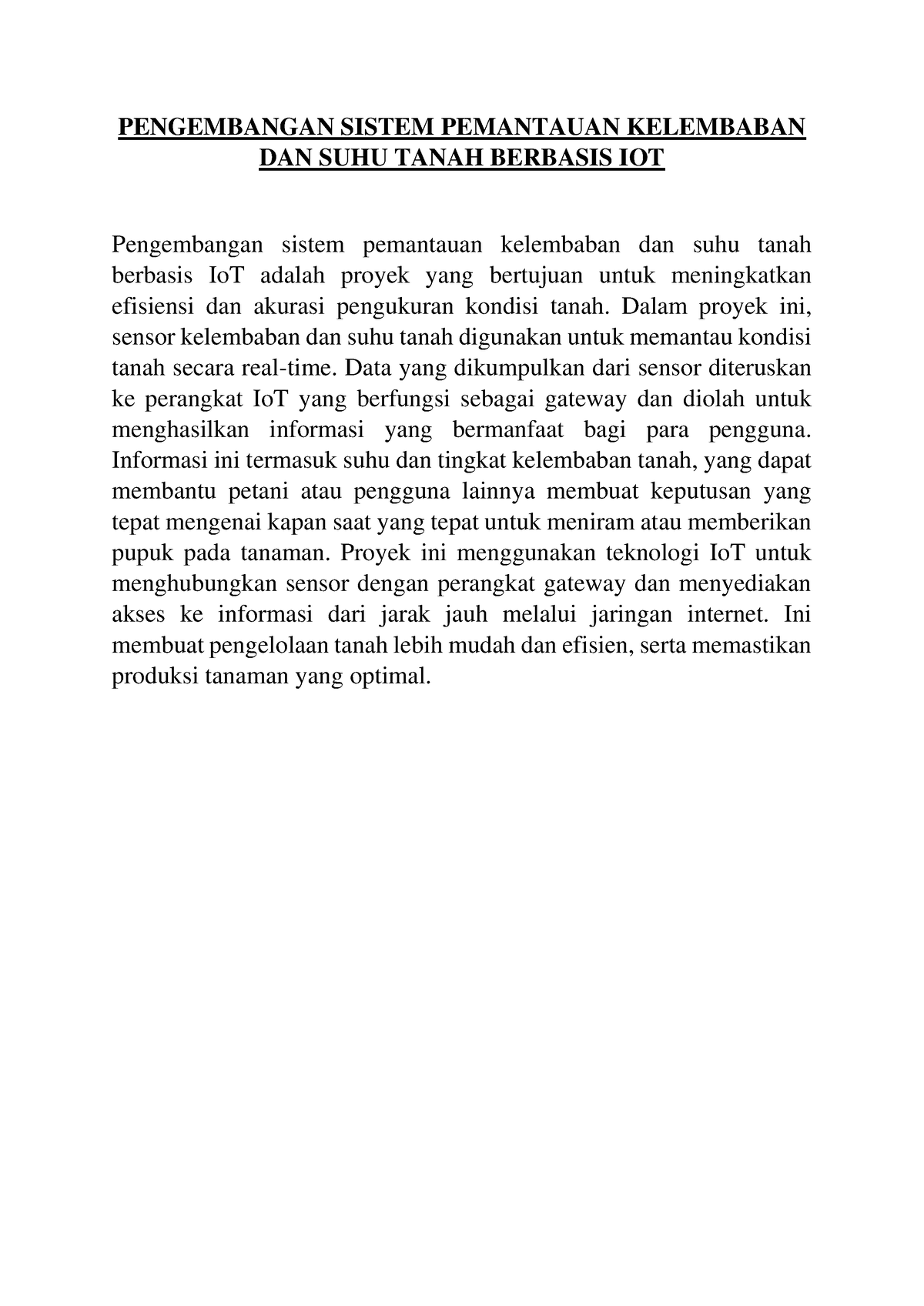 Pengembangan Sistem Pemantauan Kelembaban DAN SUHU Tanah Berbasis IOT ...