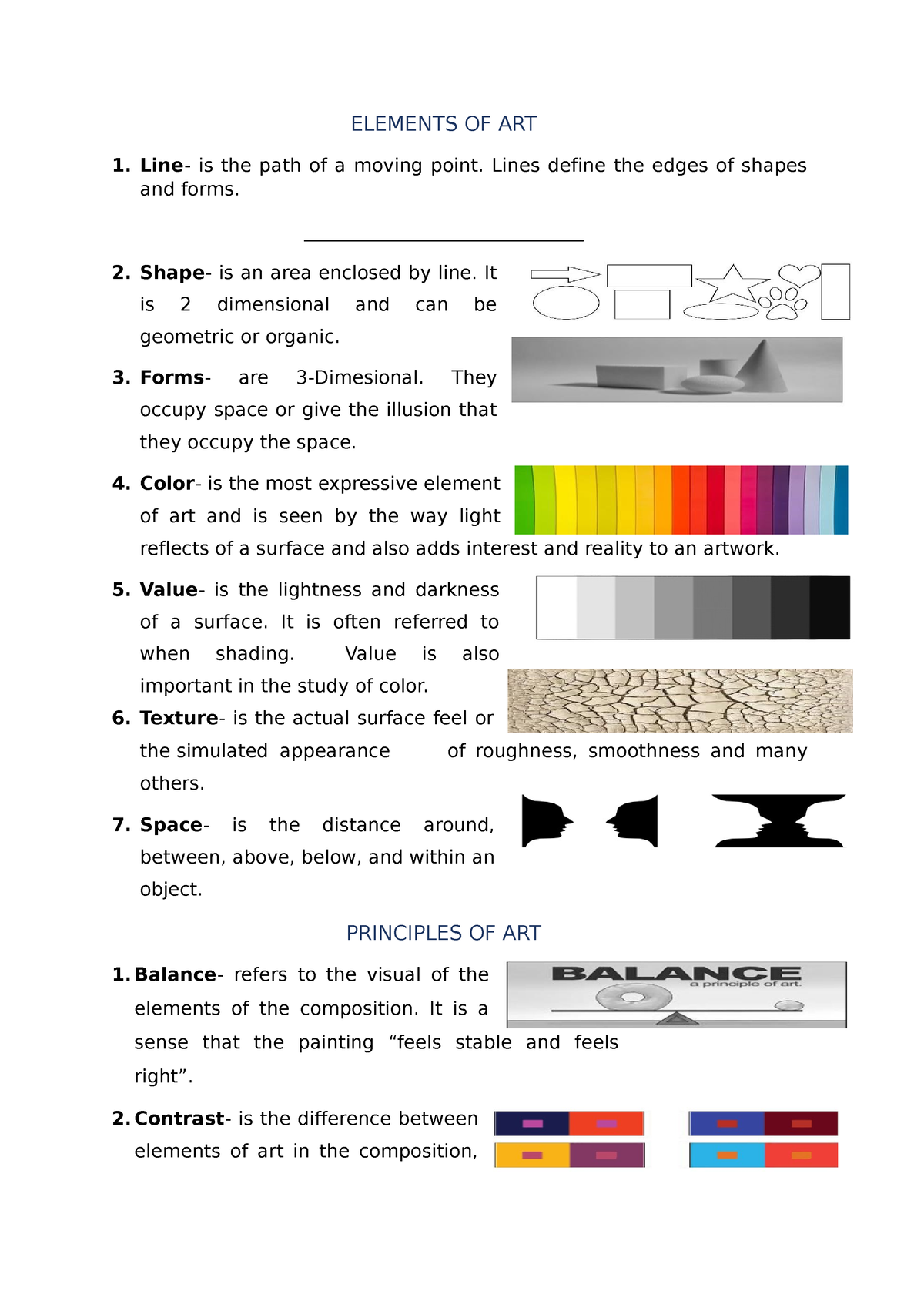 Elements OF ART - helpful - ELEMENTS OF ART Line- is the path of a ...