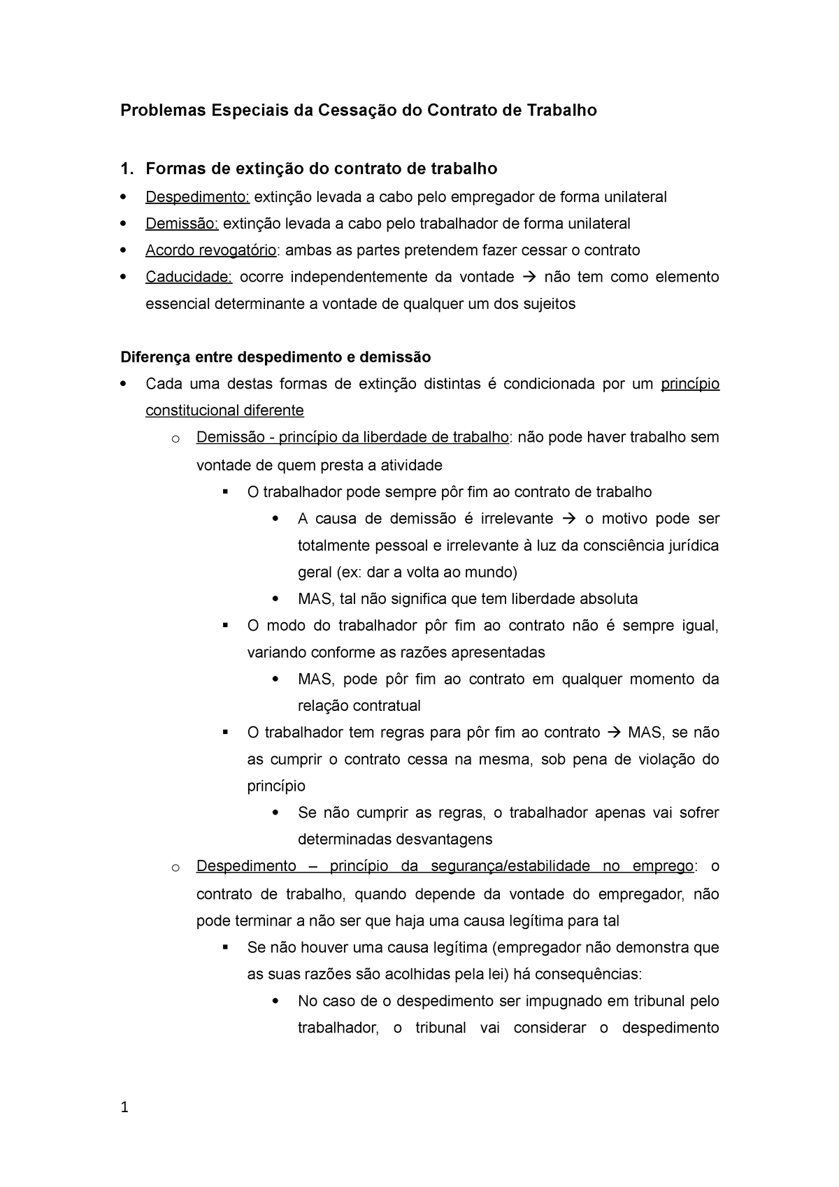 Problemas Especiais Da Cessação Do Contrato De Trabalho Formas De Extinção Do Contrato De 7799