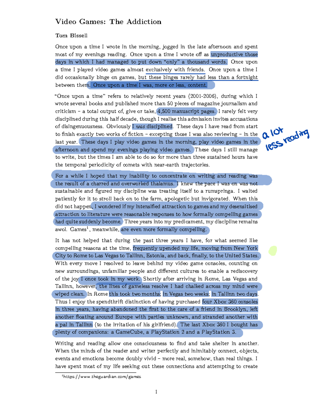 Writ 105 Video games addiction annotated - Video Games: The Addiction ...