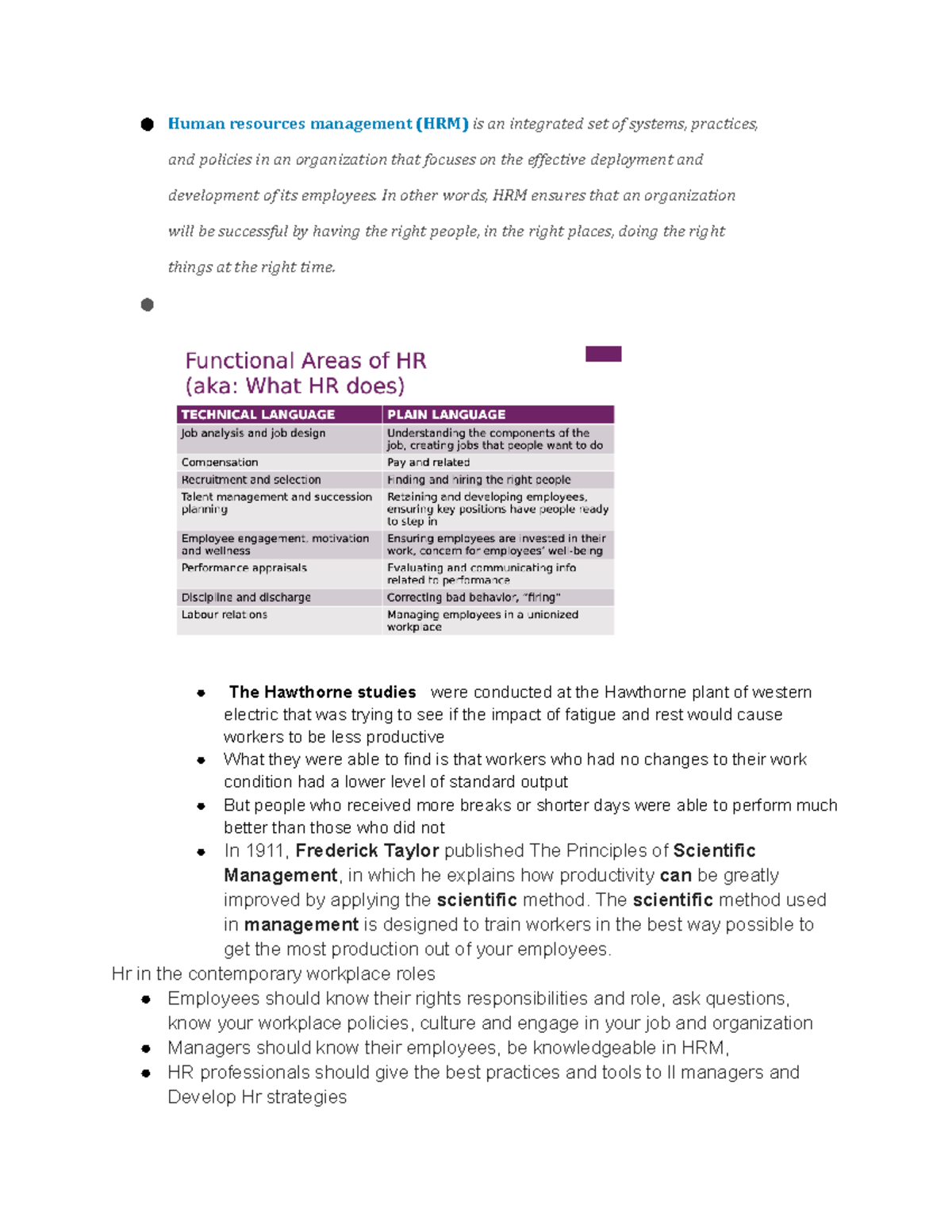 Human resources - Lecture notes 1-10 - Human resources management (HRM ...