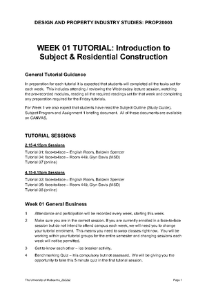 Design and Property Industry Studies: Week 02 Tutorial - Studocu