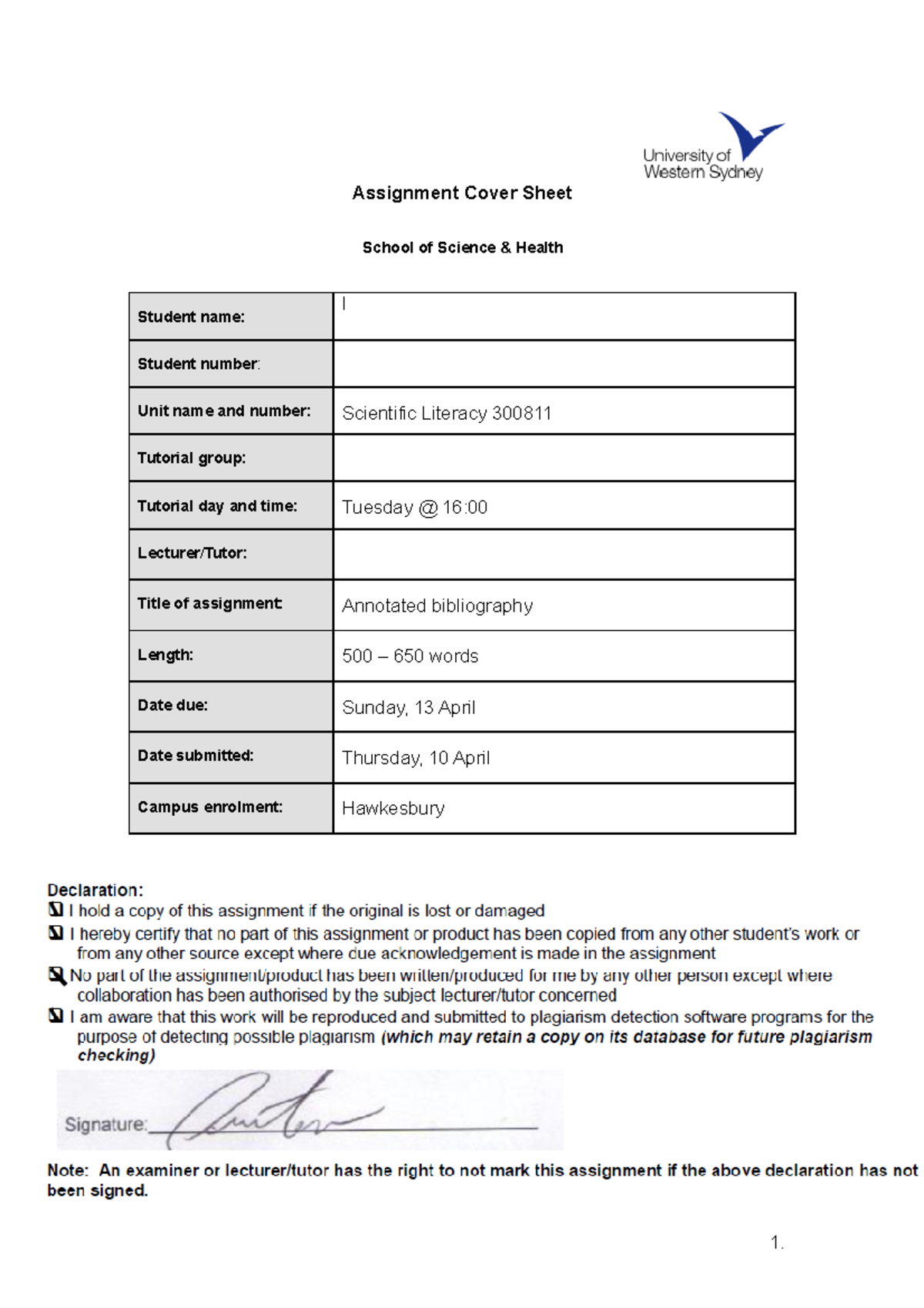 Practical - assignment cover sheet - Assignment Cover Sheet School of ...