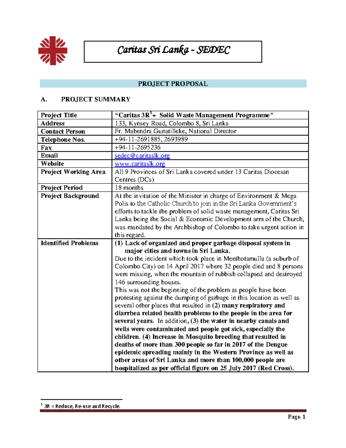 sample research proposal solid waste management