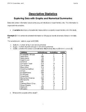 Notes-03-Descriptive Statistics - Descriptive Statistics Cont. We use ...