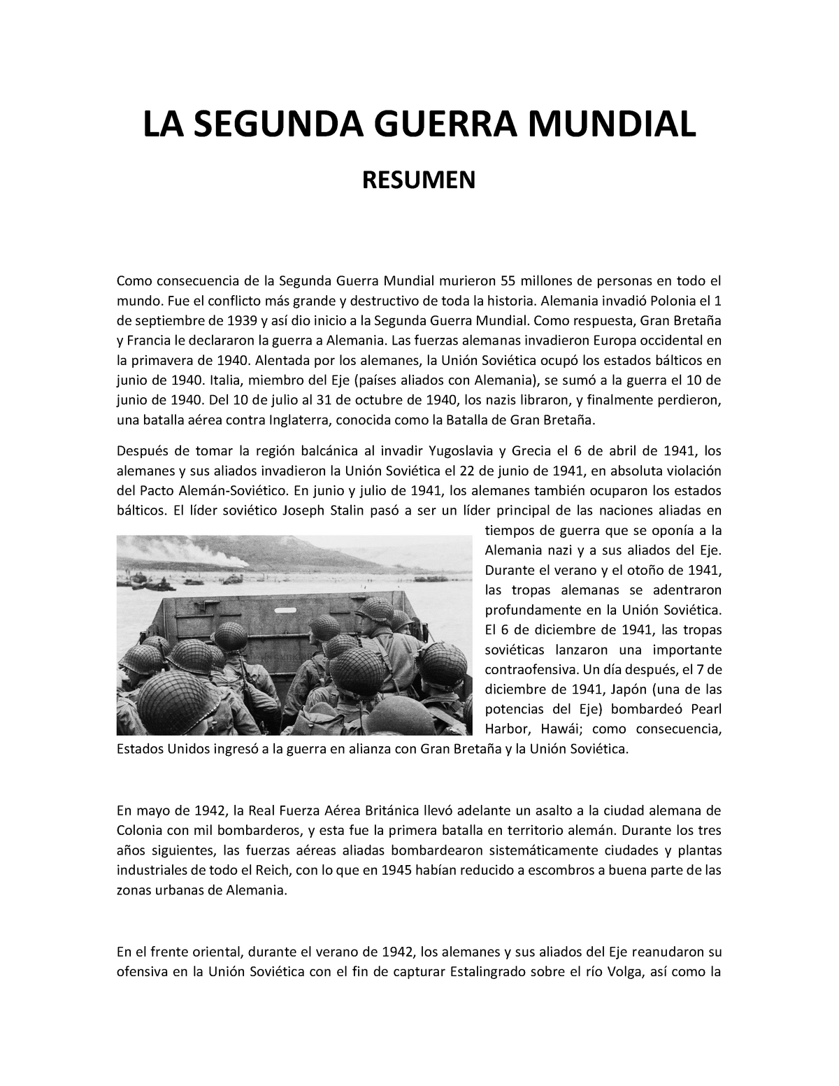 Resumen guerra mundial - LA SEGUNDA GUERRA MUNDIAL RESUMEN Como  consecuencia de la Segunda Guerra - Studocu