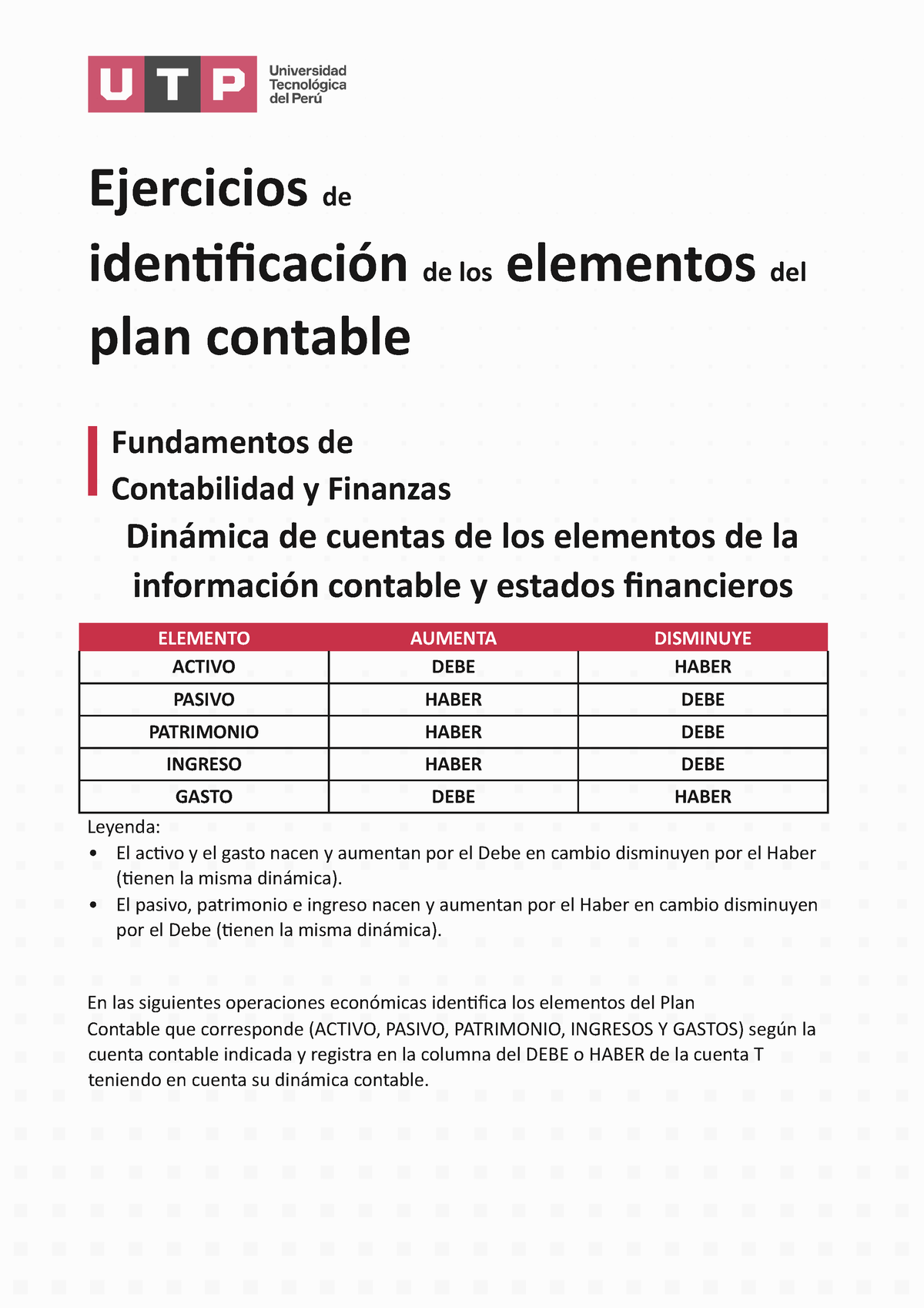 Ejercicios De Dinamica De Cuentas Ejercicios De Identificación De Los Elementos Del Plan 7161