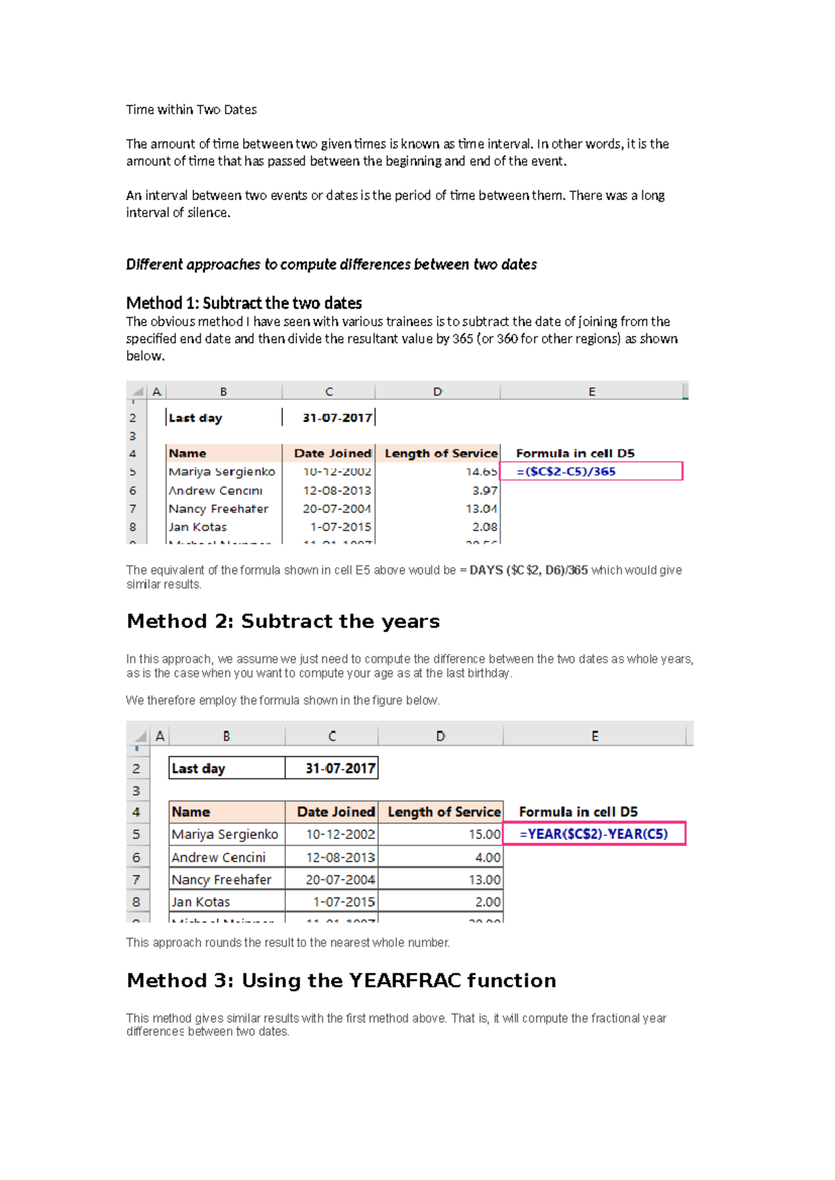 Time within Two Dates - In other words, it is the amount of time that ...