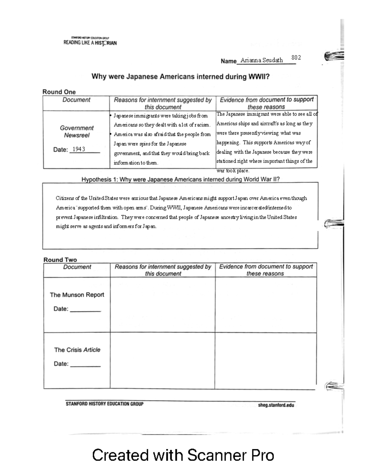 Japanese Internment - StWOROHSTORY EOUCONGRUP READING LIKE A HISTCRIAN ...