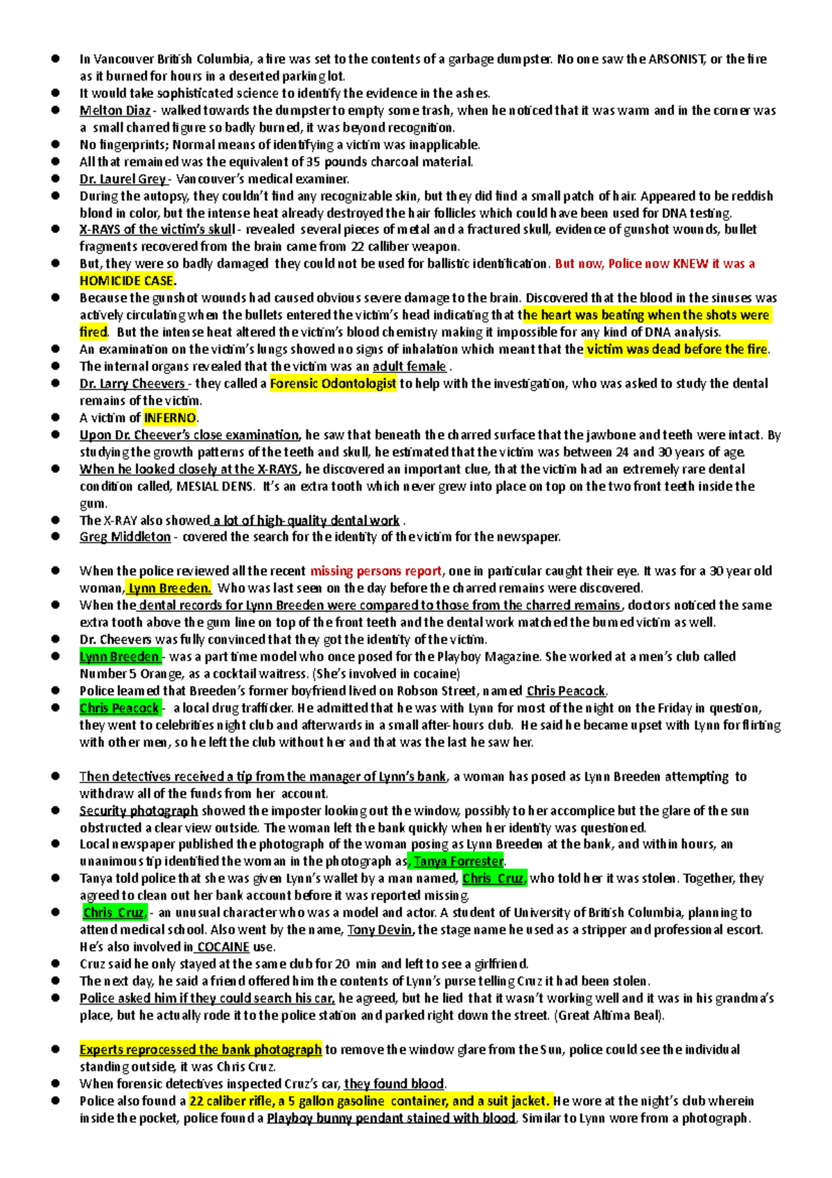 Breeden'S Murder Notes - In Vancouver British Columbia, a fire was set ...