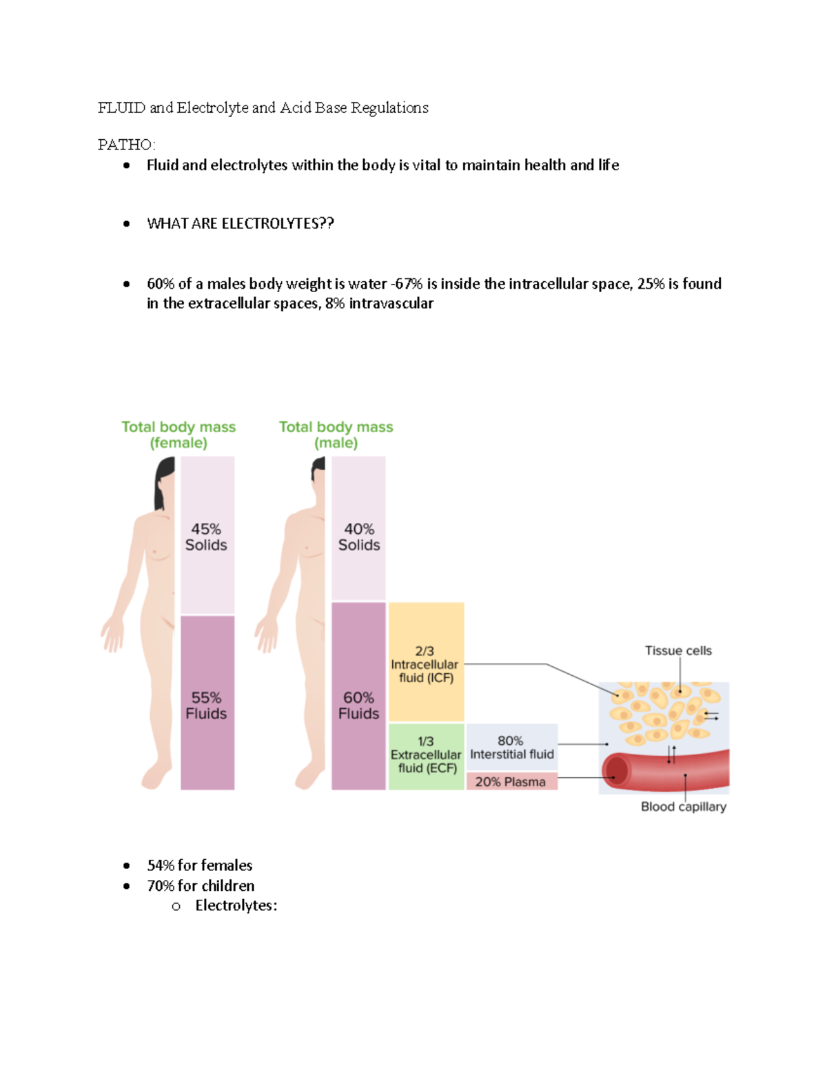 Week 6 note SS - FLUID and Electrolyte and Acid Base Regulations PATHO ...