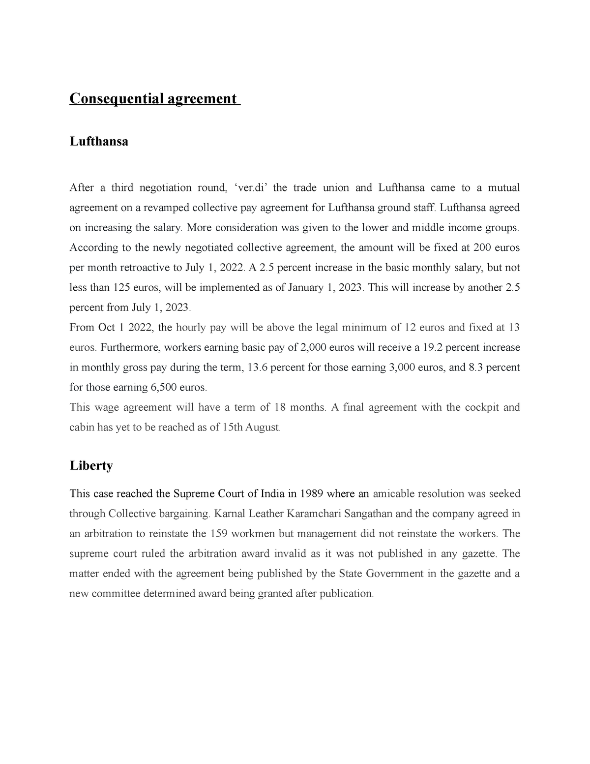 assignment agreement lufthansa