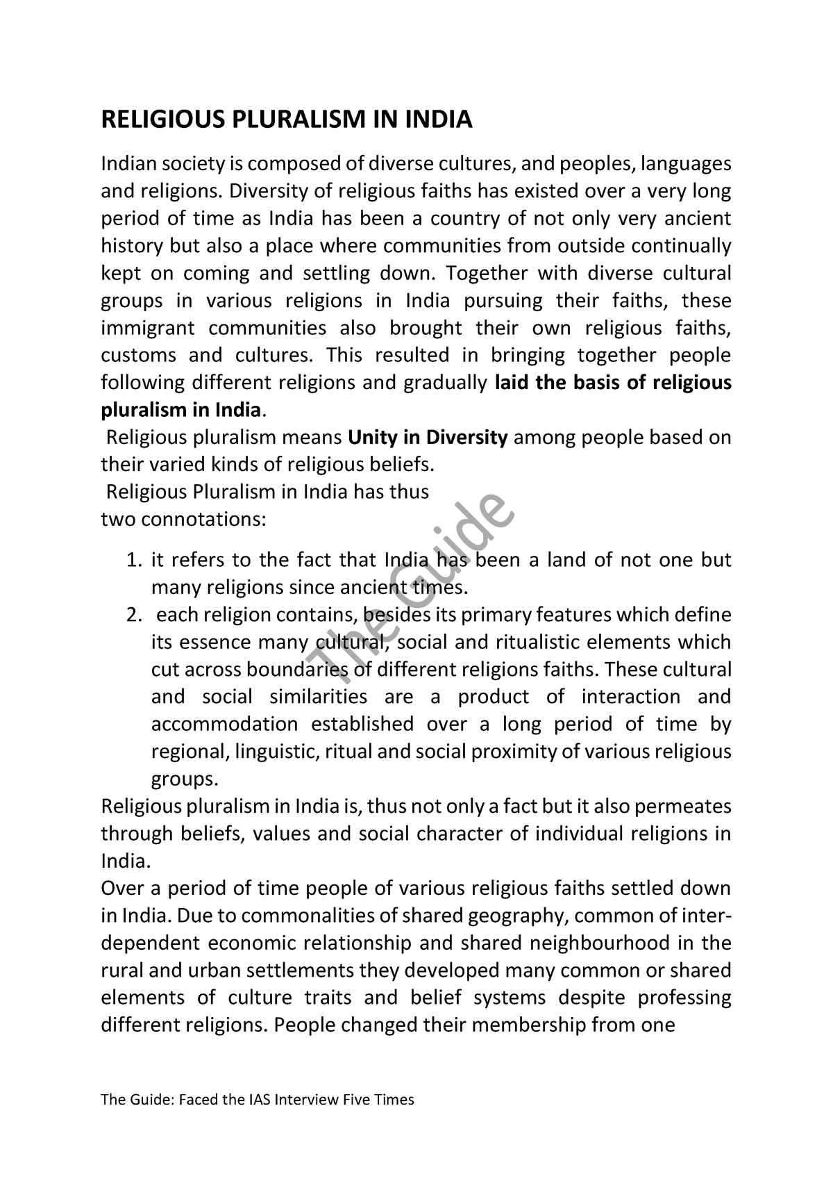 religious pluralism in india essay