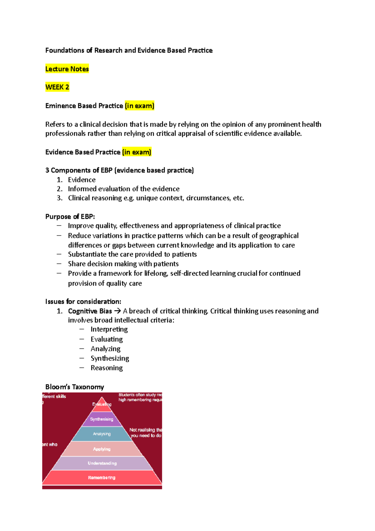 Lecture Notes Foundations Of Research And Evidence Based Practice