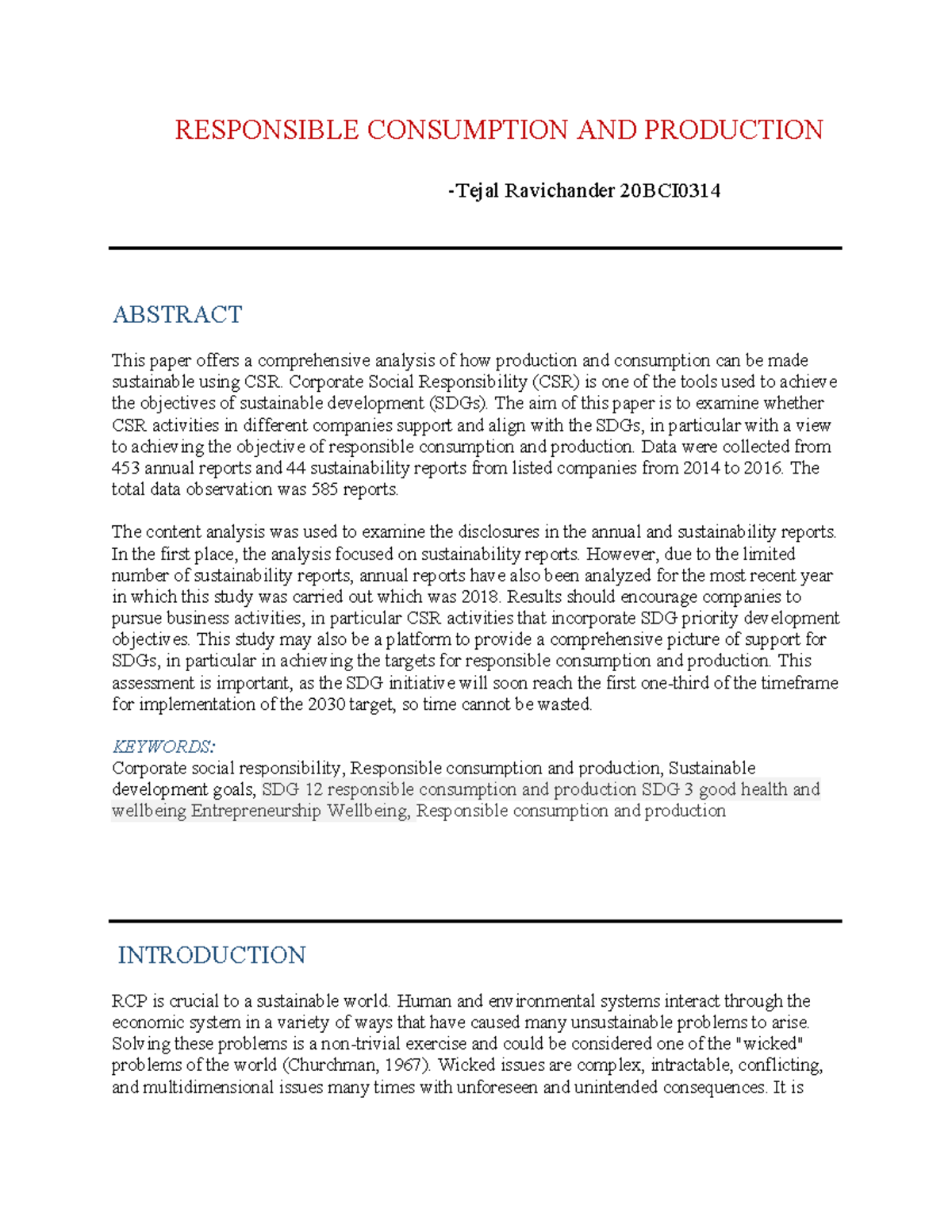 Responsible production and consumption - RESPONSIBLE CONSUMPTION AND ...