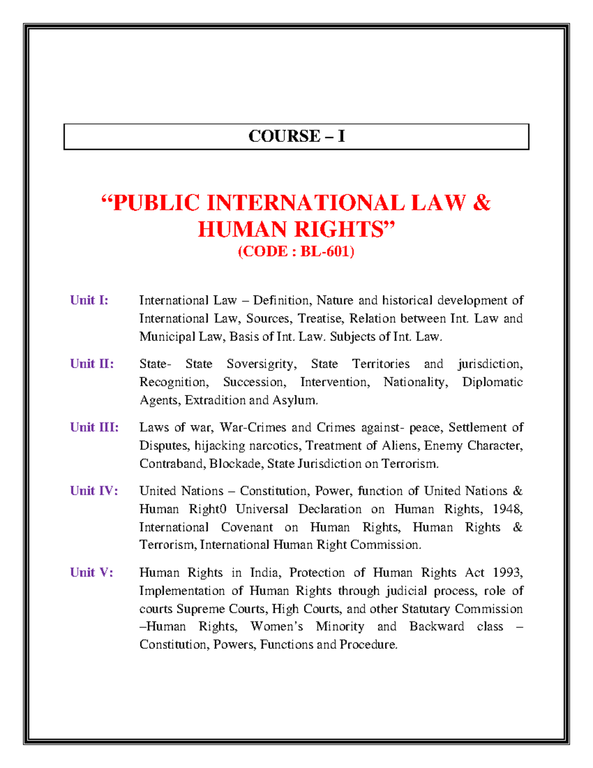 Public-International-Law - “ Unit I: Unit II: Unit III Unit IV Unit V ...