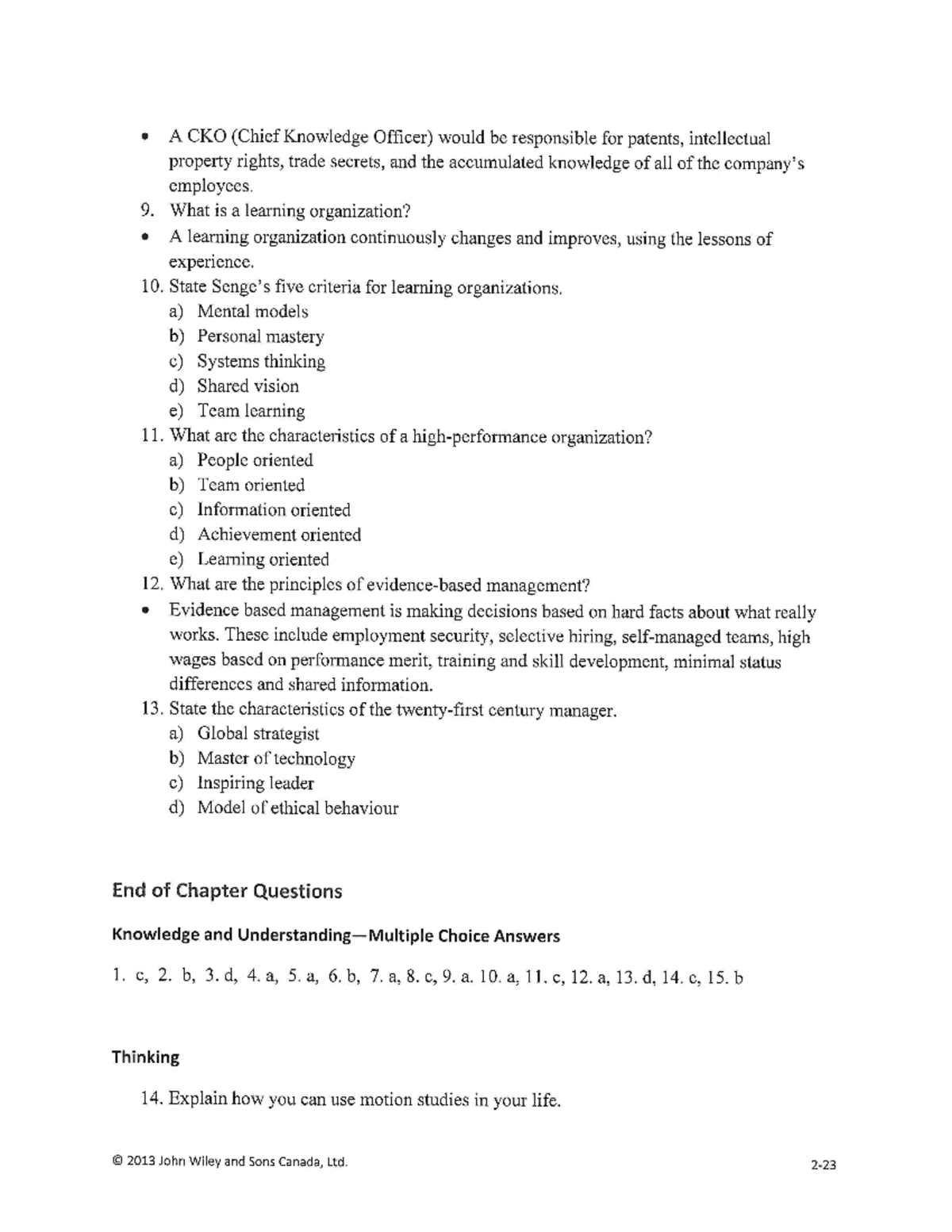 Ch. 2 End of Chapter Answers Studocu